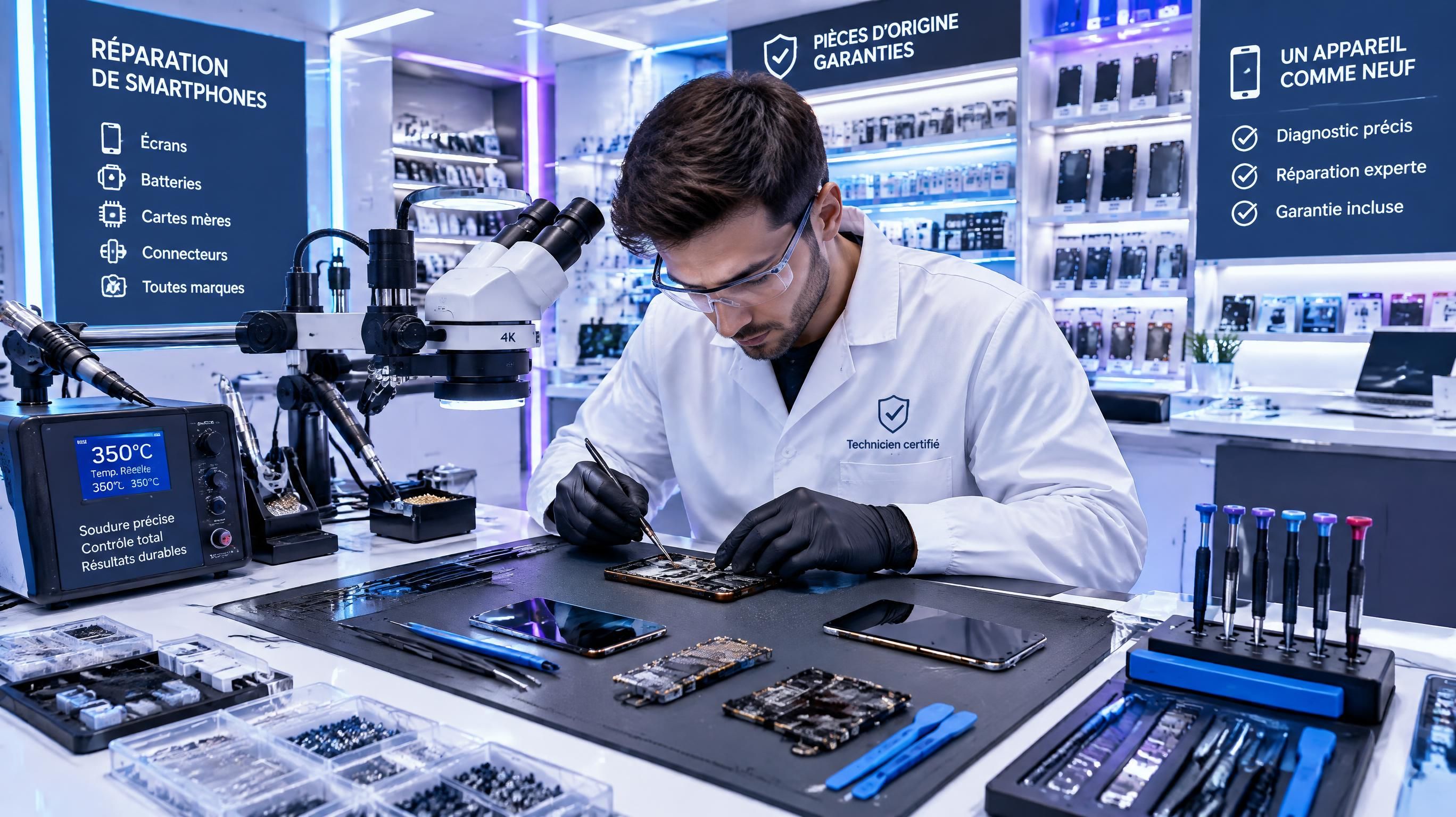 Atelier de réparation high-tech Durabil IT à Angers équipé pour la microsoudure et le dépannage de précision