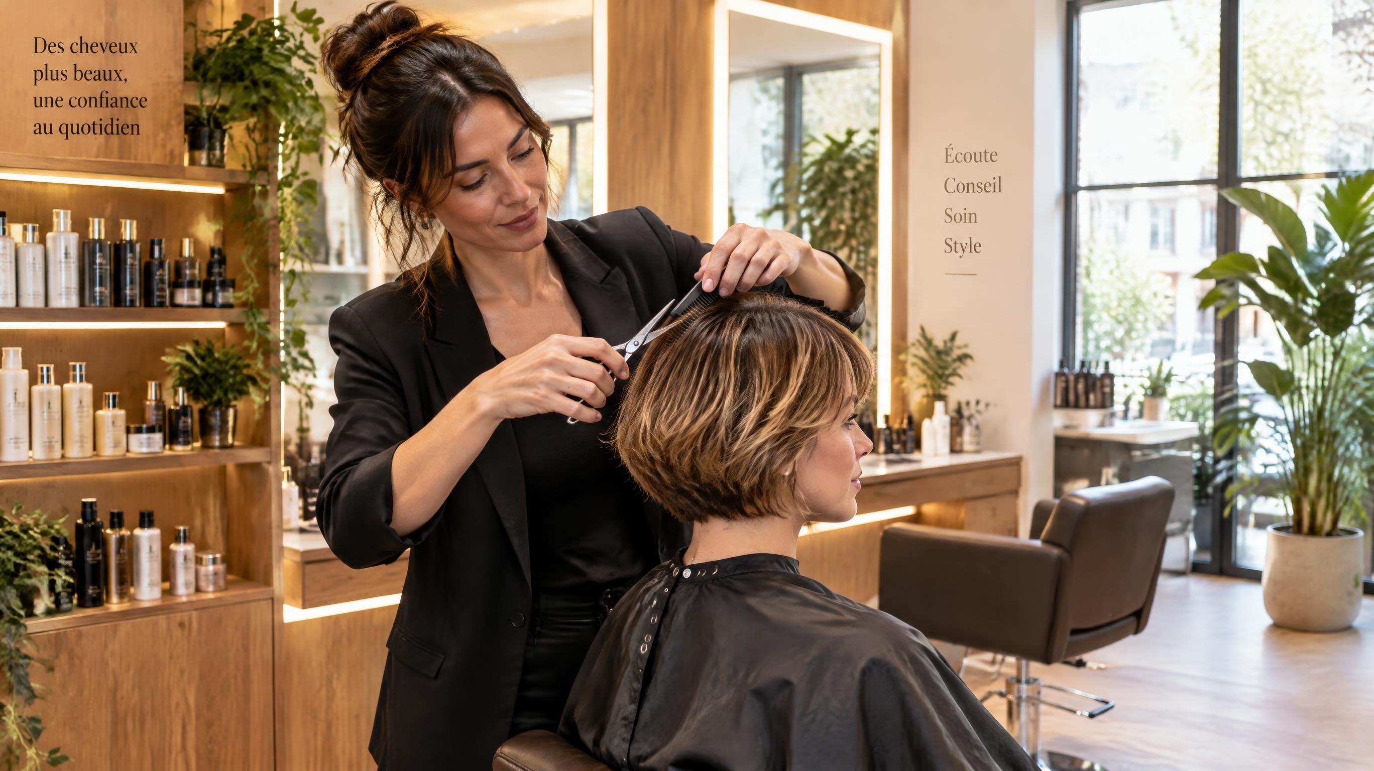 Coiffeur professionnel réalisant une coupe soignée pour attirer de nouveaux clients en salon de coiffure moderne