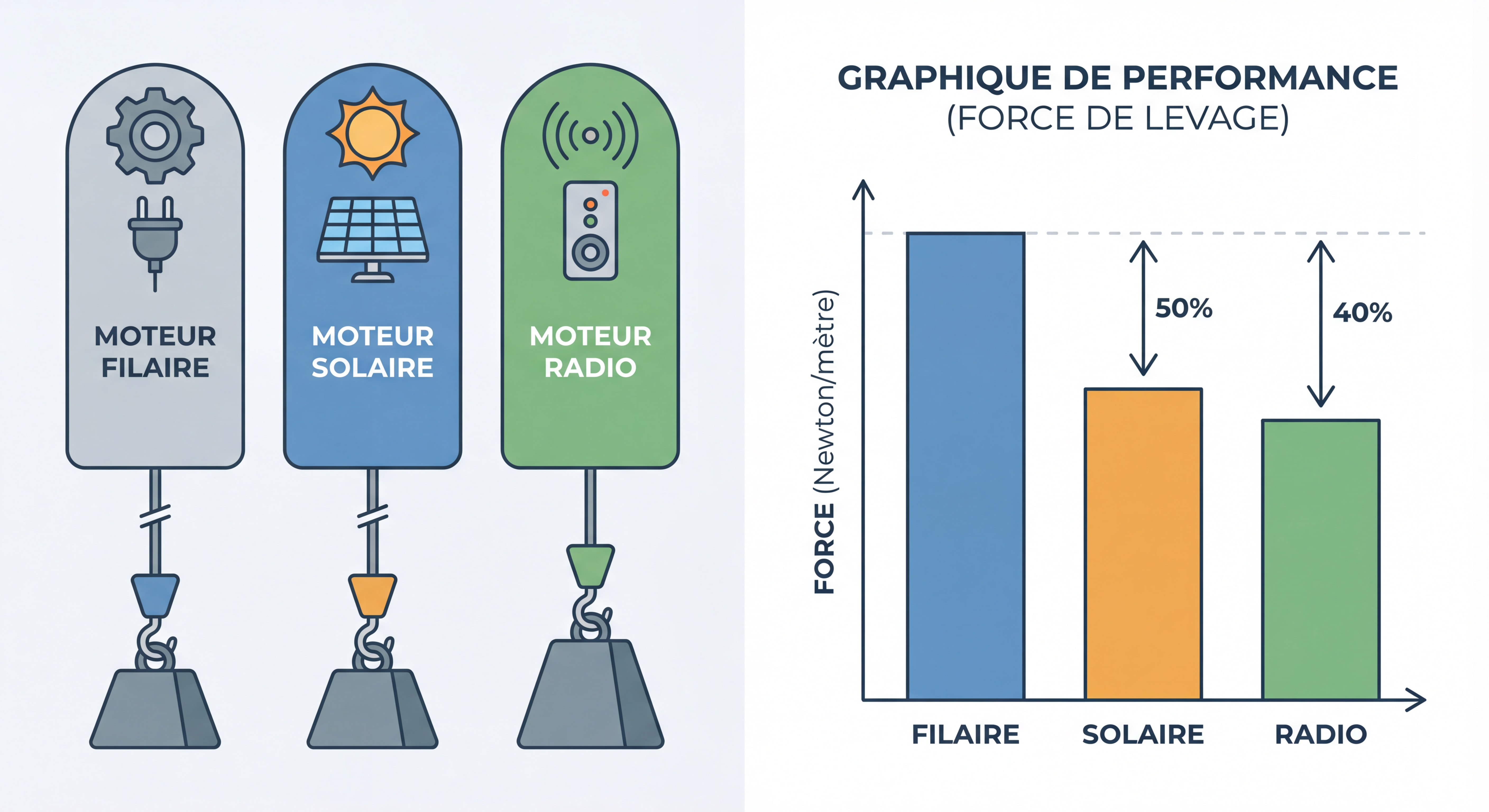 Comparaison de la force de levage entre différents moteurs