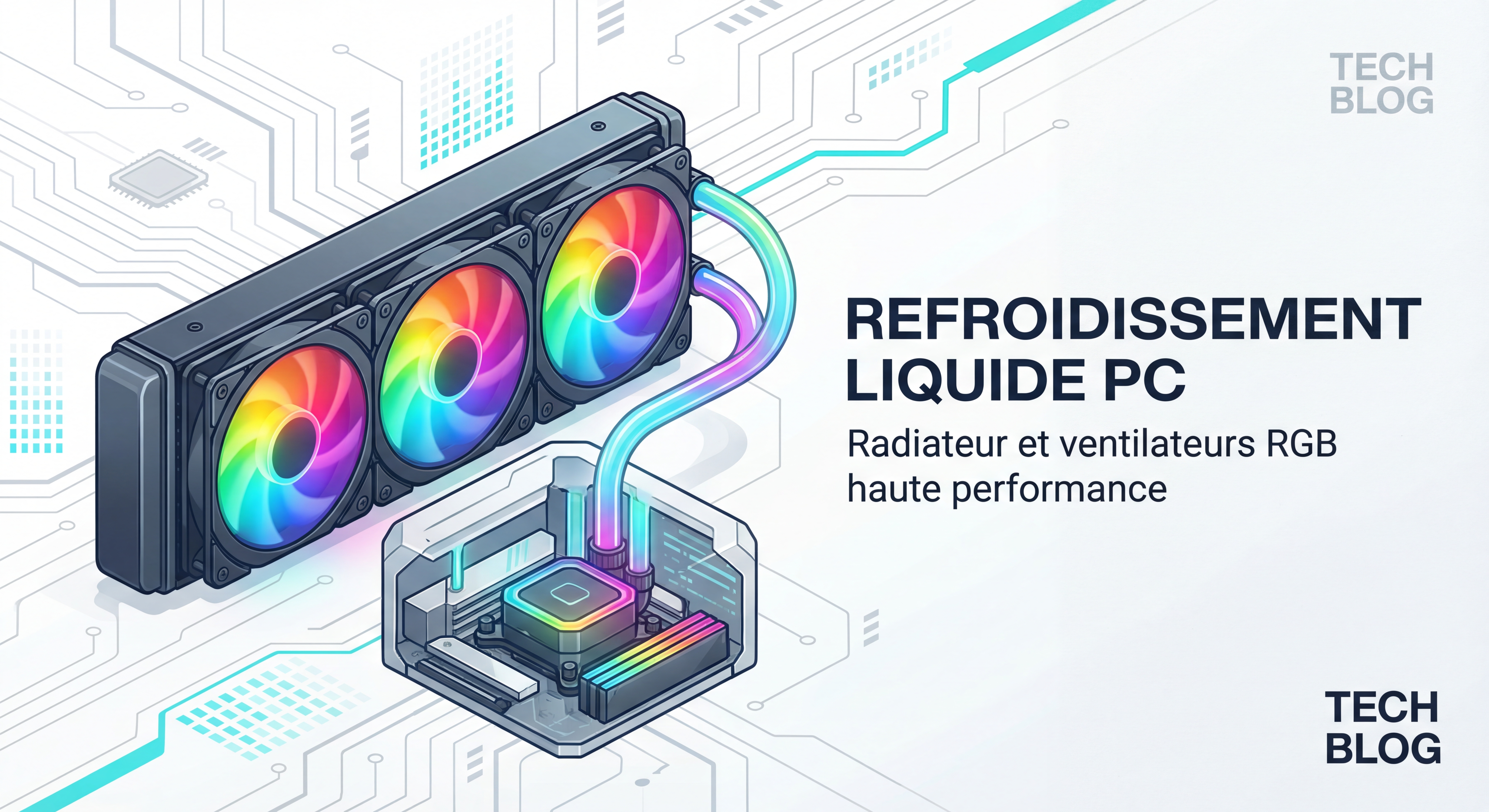 Système de refroidissement PC avec radiateur et ventilateurs RGB
