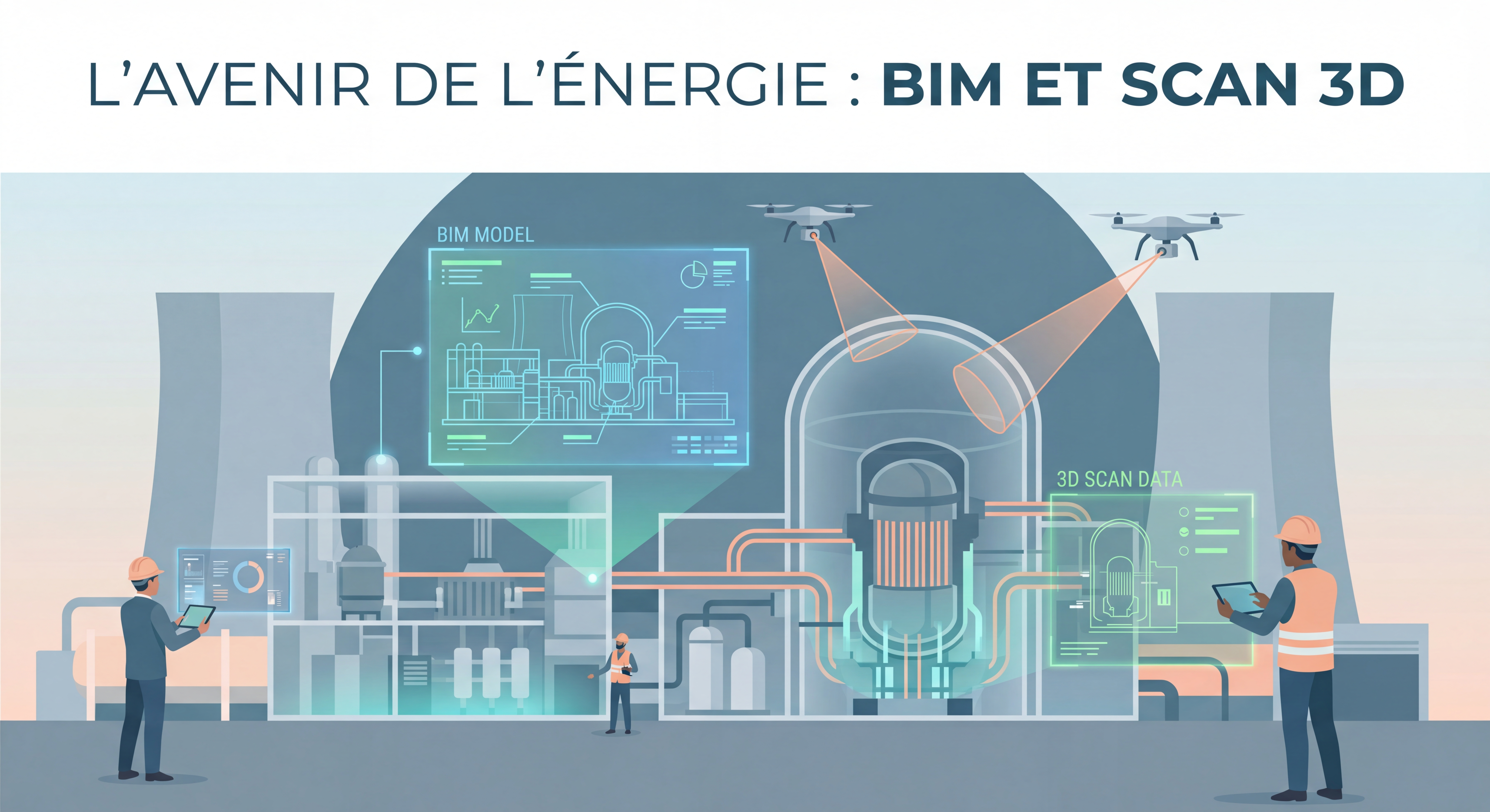 Installation nucléaire moderne avec technologies BIM et scan 3D intégrées