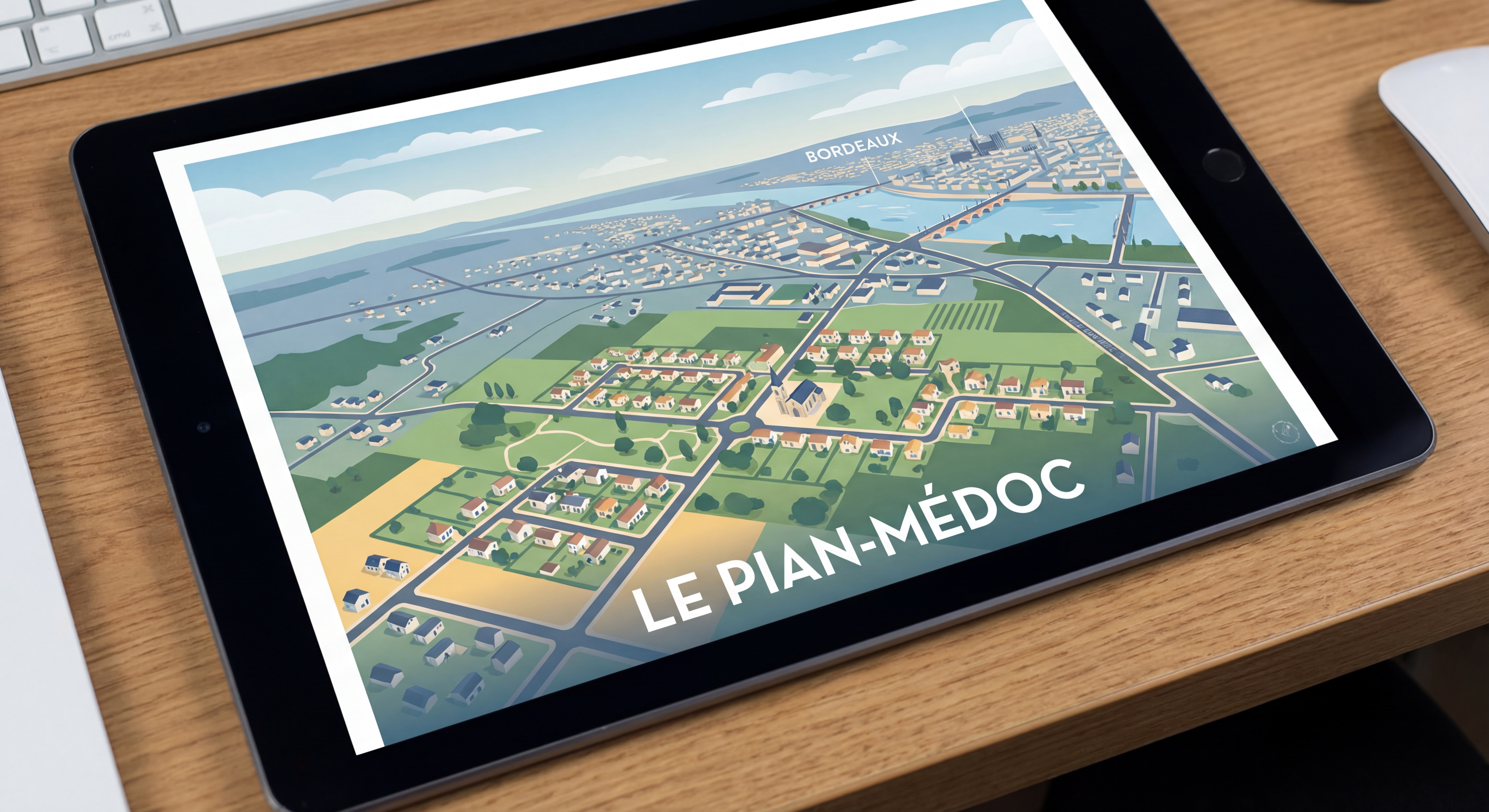 Vue aérienne du Pian-Médoc avec ses quartiers résidentiels et sa proximité avec Bordeaux