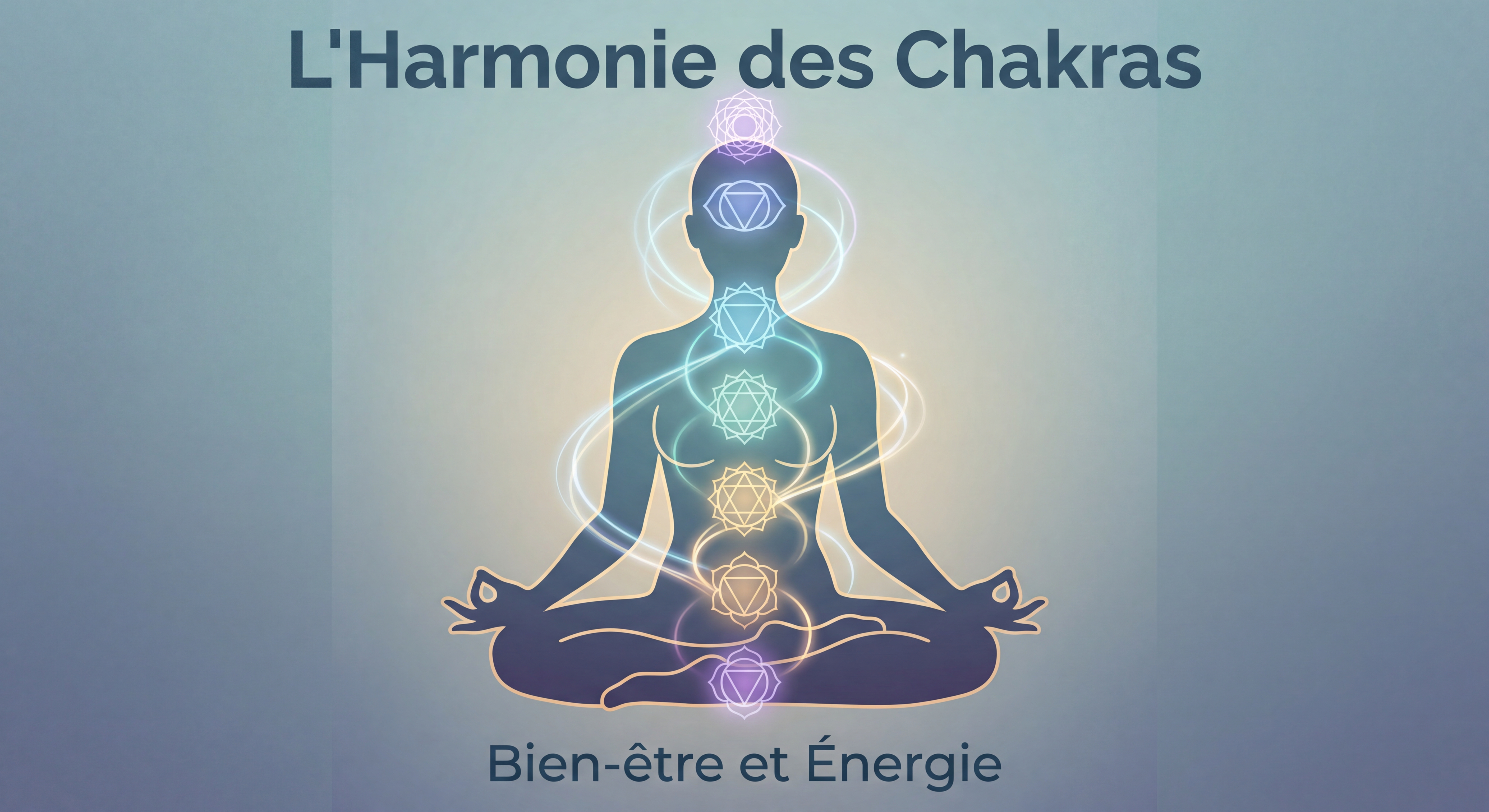 Représentation artistique des chakras et des flux énergétiques dans le corps humain pour favoriser la reconnexion à soi