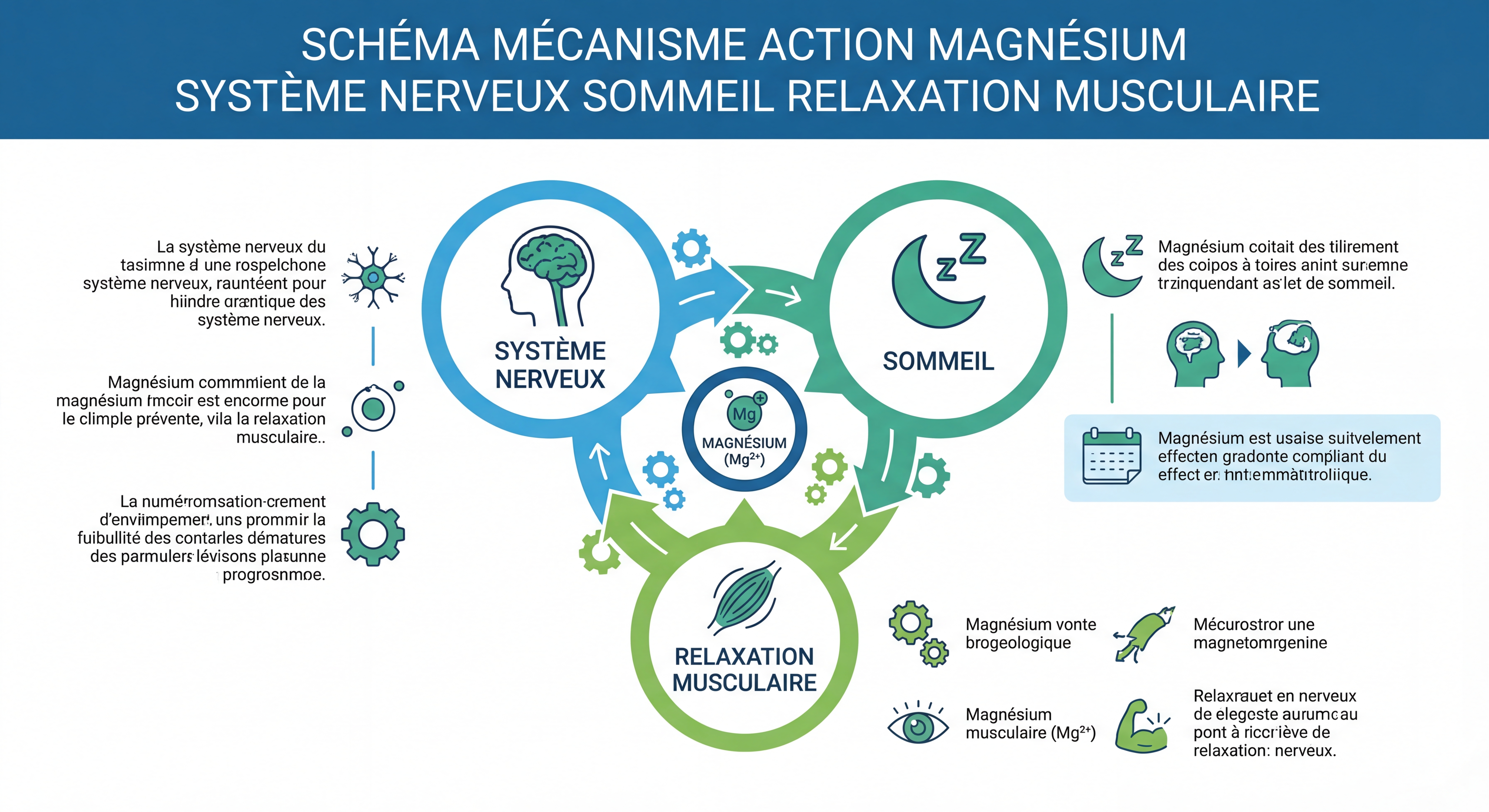 Schéma mécanisme action magnésium système nerveux sommeil relaxation musculaire