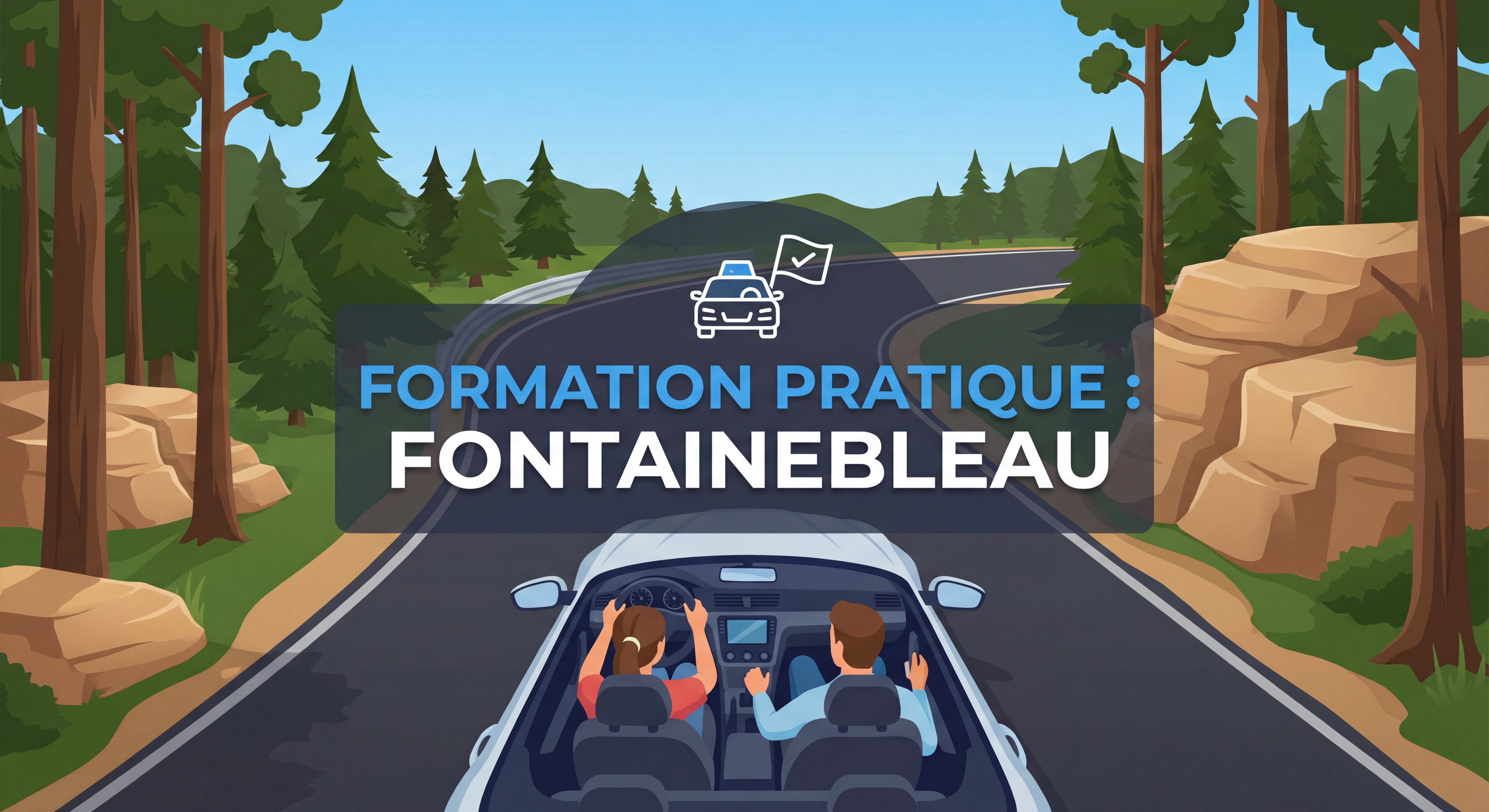 Élève en formation pratique sur une piste privée à Fontainebleau avec moniteur certifié