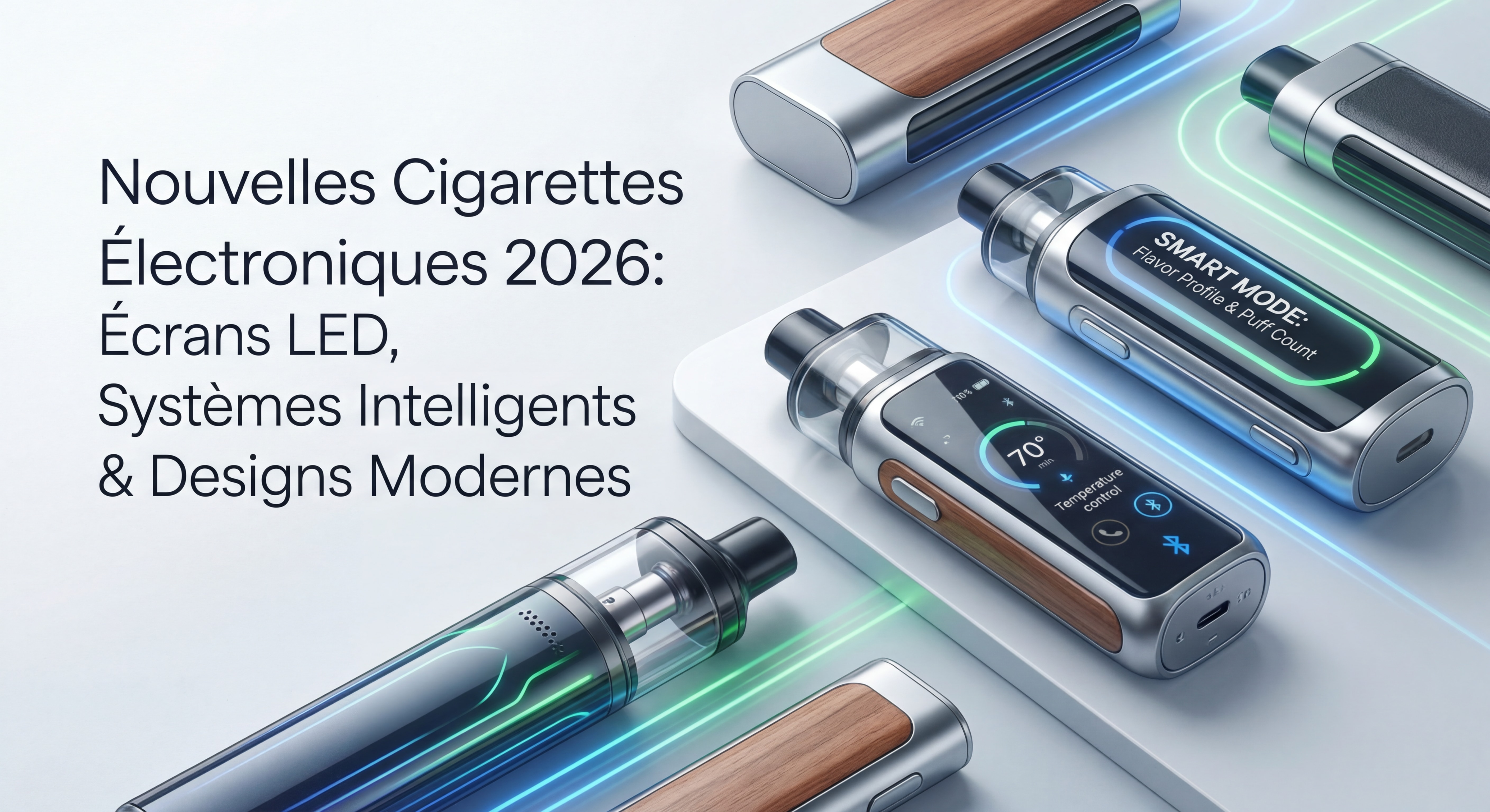 Nouvelles cigarettes électroniques 2026 avec écrans LED, systèmes intelligents et designs modernes