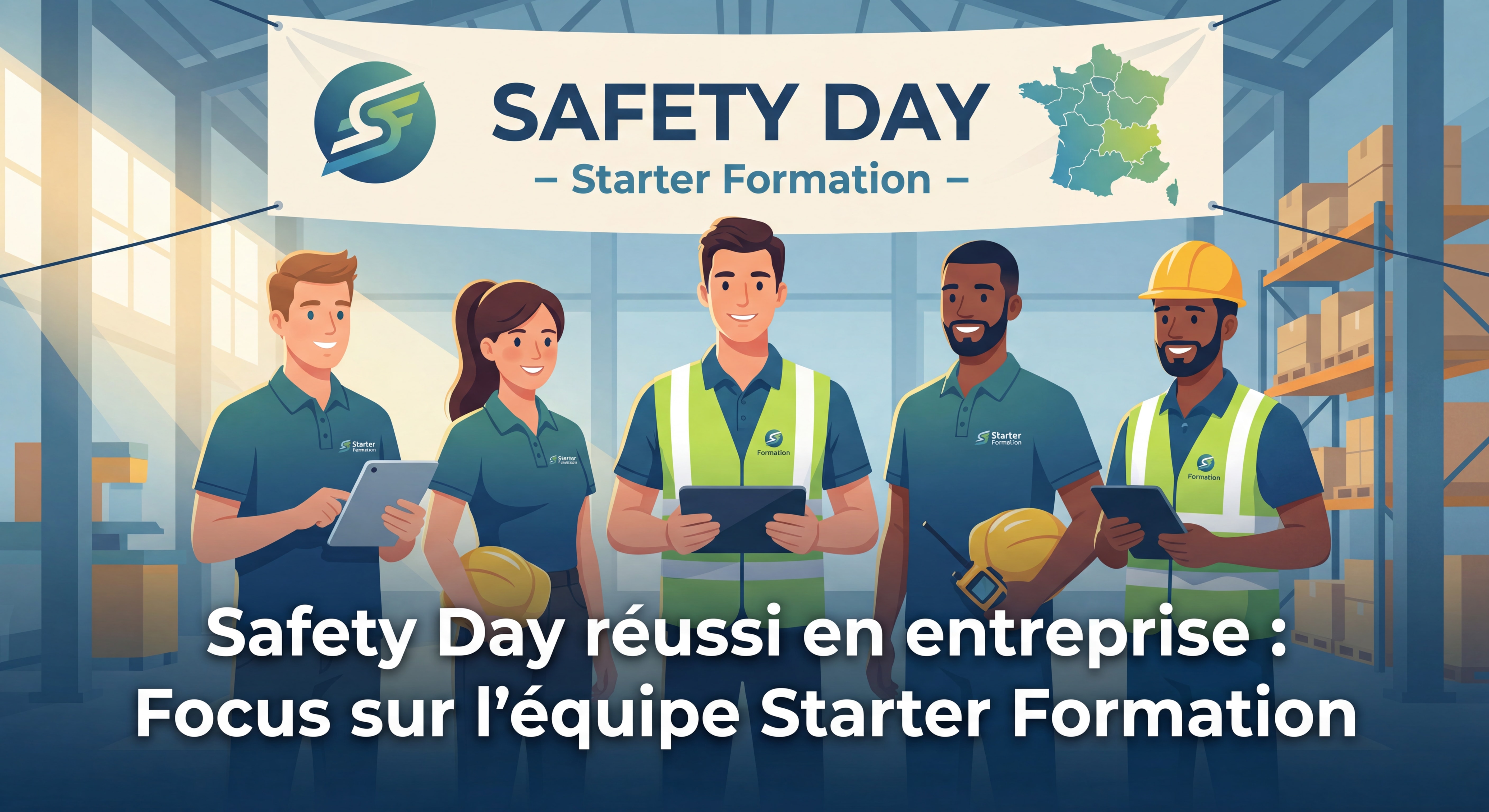 Équipe de formateurs Starter Formation lors d'un Safety Day en entreprise région lyonnaise Auvergne-Rhône-Alpes