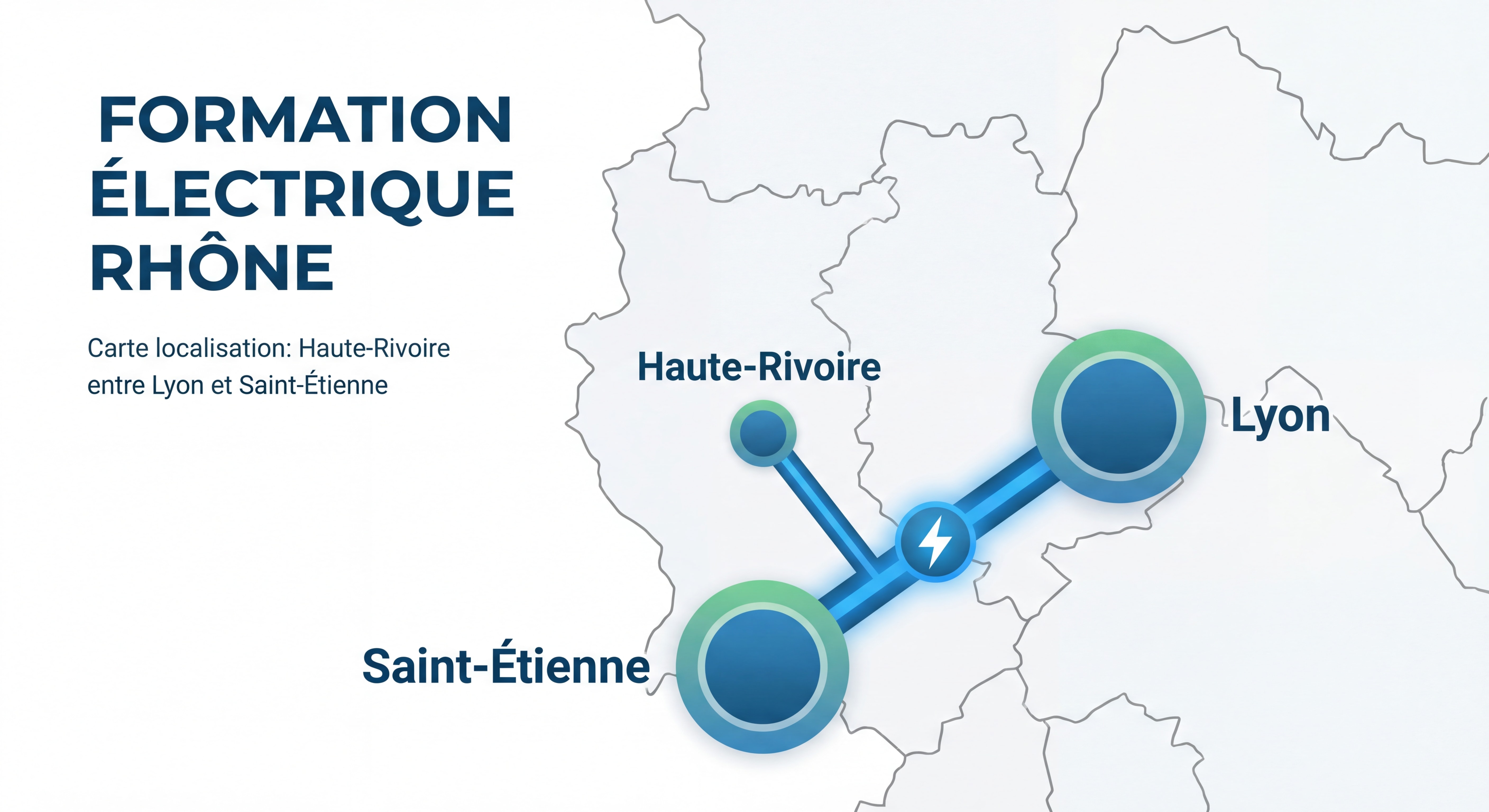 Carte localisation Haute-Rivoire entre Lyon et Saint-Étienne formation électrique Rhône