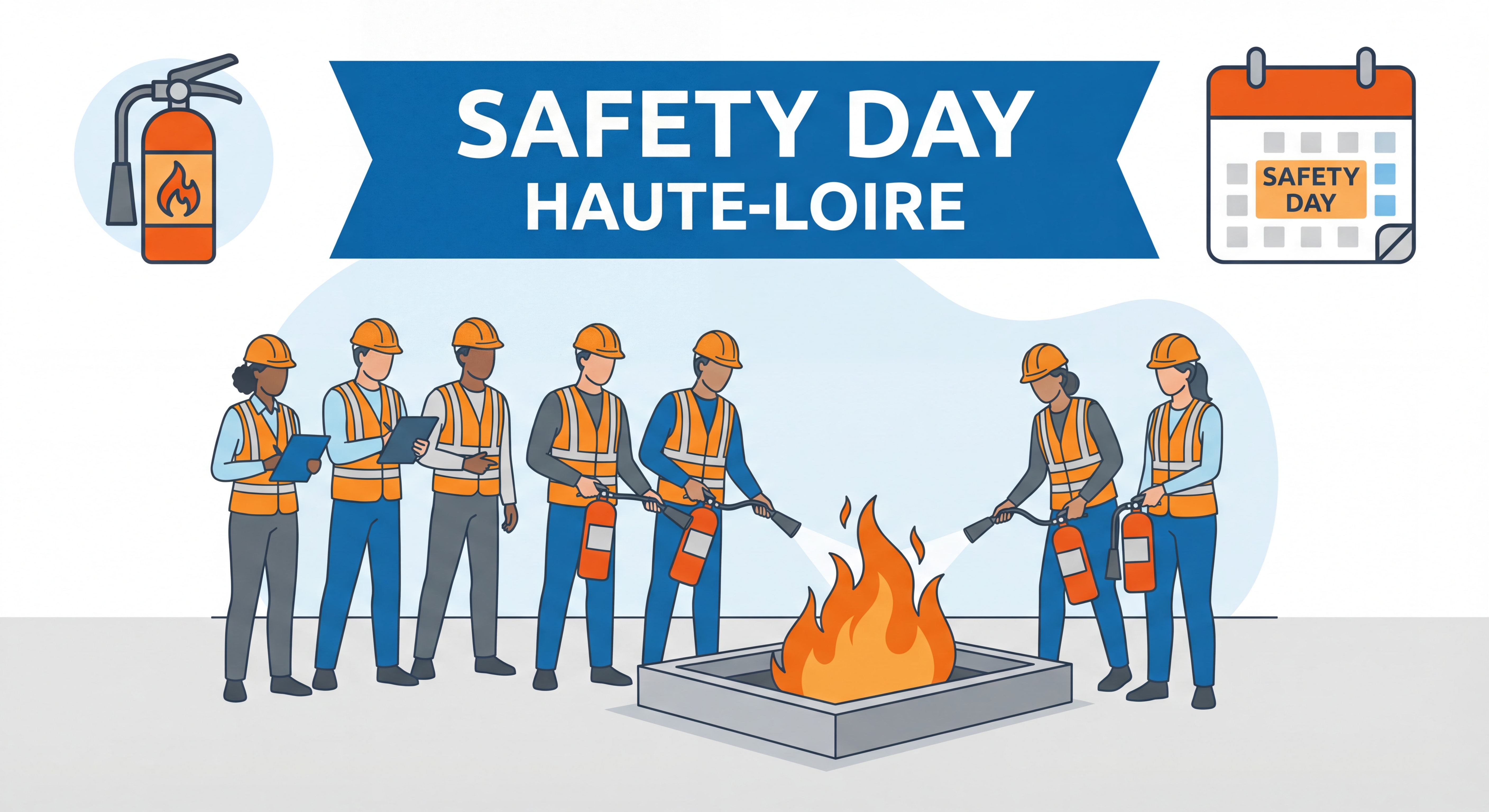 Formation manipulation extincteur entreprise Safety Day Haute-Loire avec feu réel contrôlé