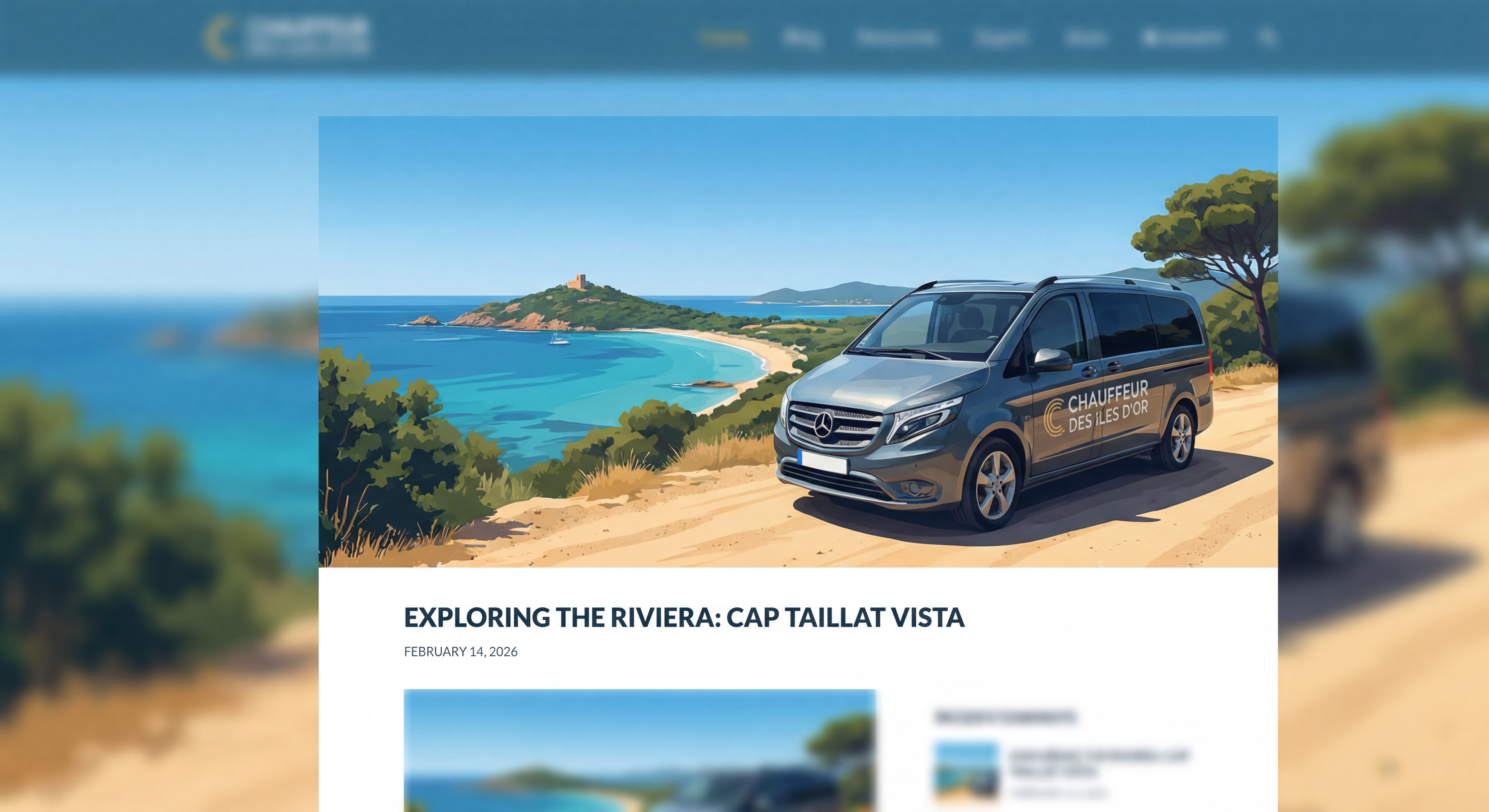 Vue panoramique du Cap Taillat à La Croix-Valmer avec van Mercedes CHAUFFEUR DES ILES D'OR