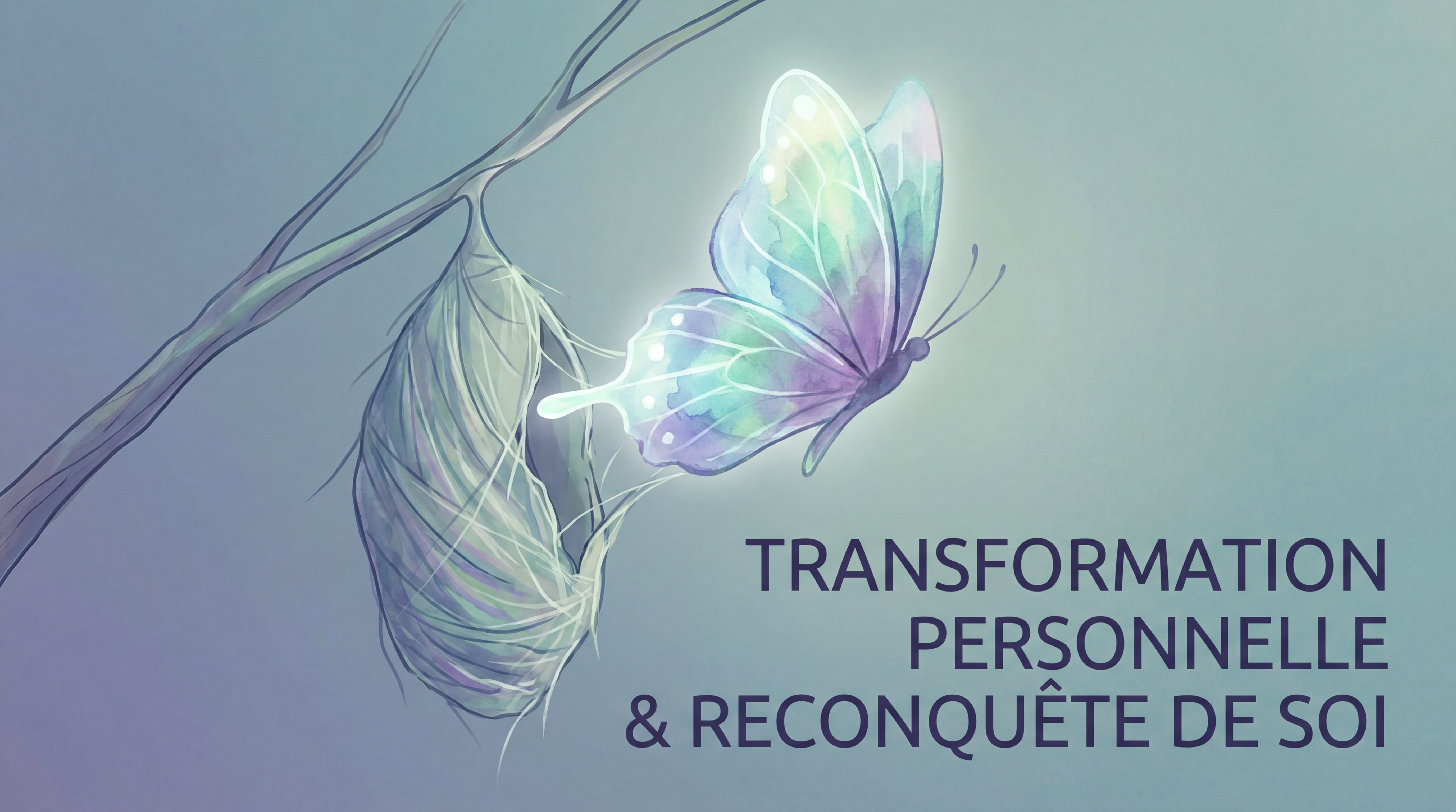 Papillon sortant de son cocon, métaphore de la transformation personnelle et de la reconquête de la liberté émotionnelle après une relation toxique et de choisir sa liberté