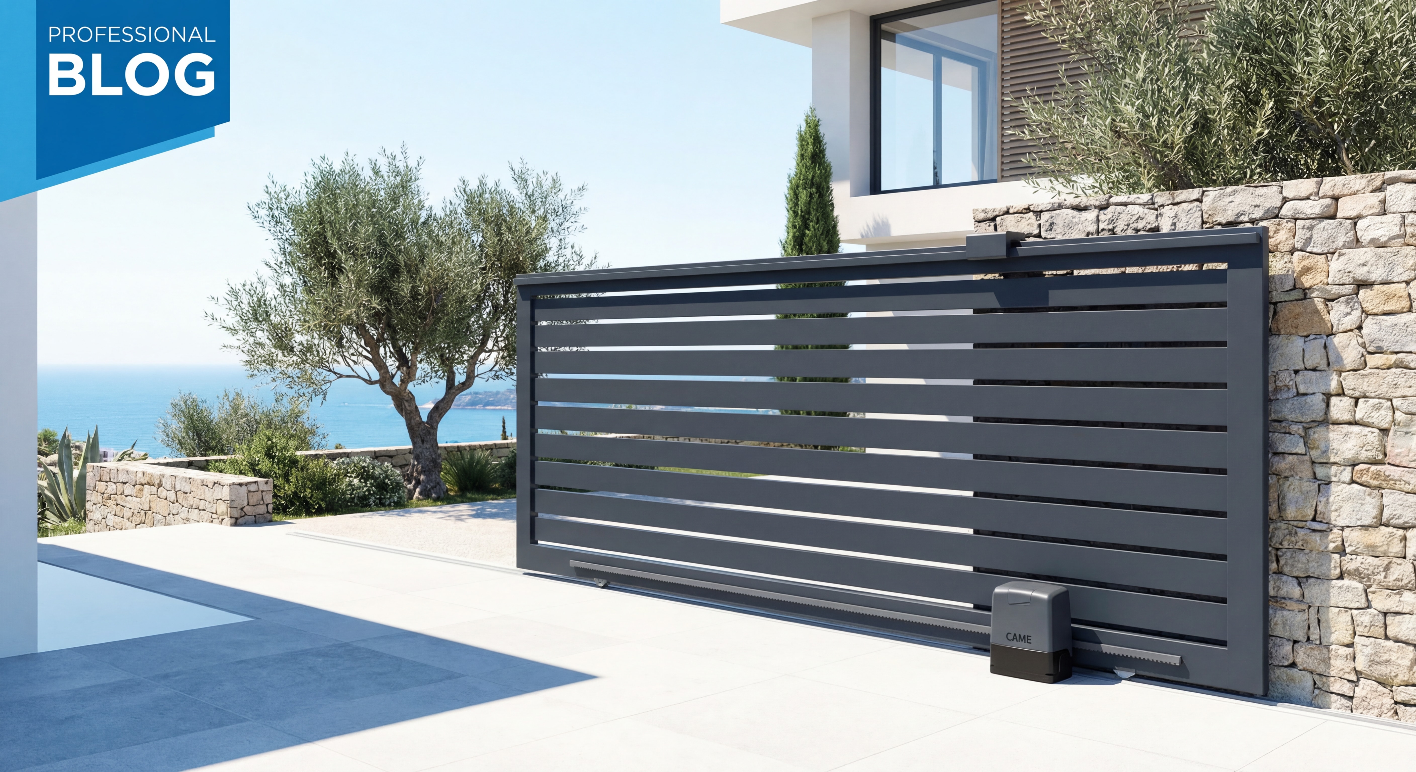 Pourquoi Installer une Motorisation CAME sur Votre Portail en 2026 ? Le Guide Complet Portail aluminium moderne équipé d