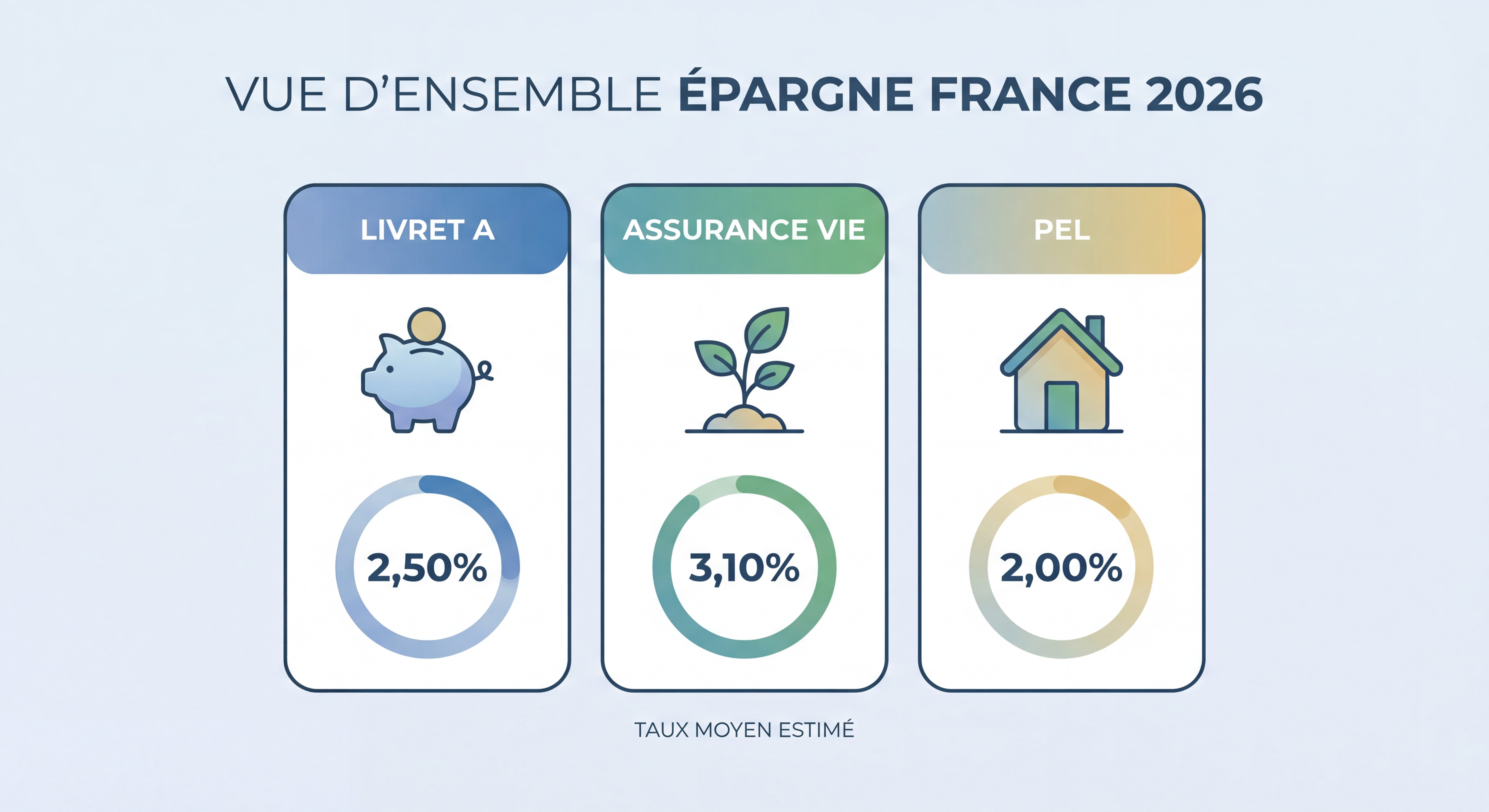 Vue d'ensemble des différents produits d'épargne français avec leurs taux de rendement respectifs en 2026