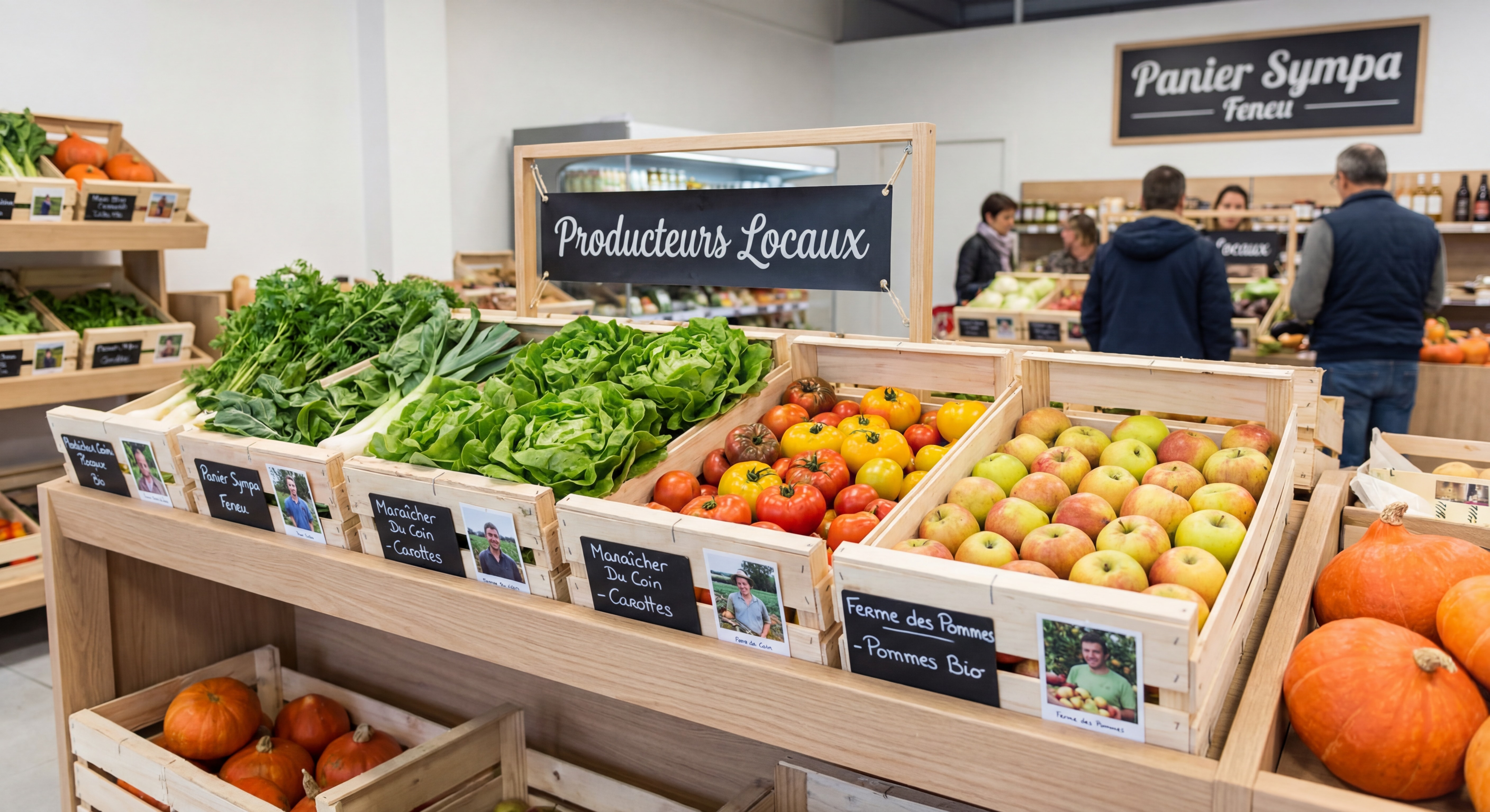 Étalage de fruits et légumes frais locaux dans l