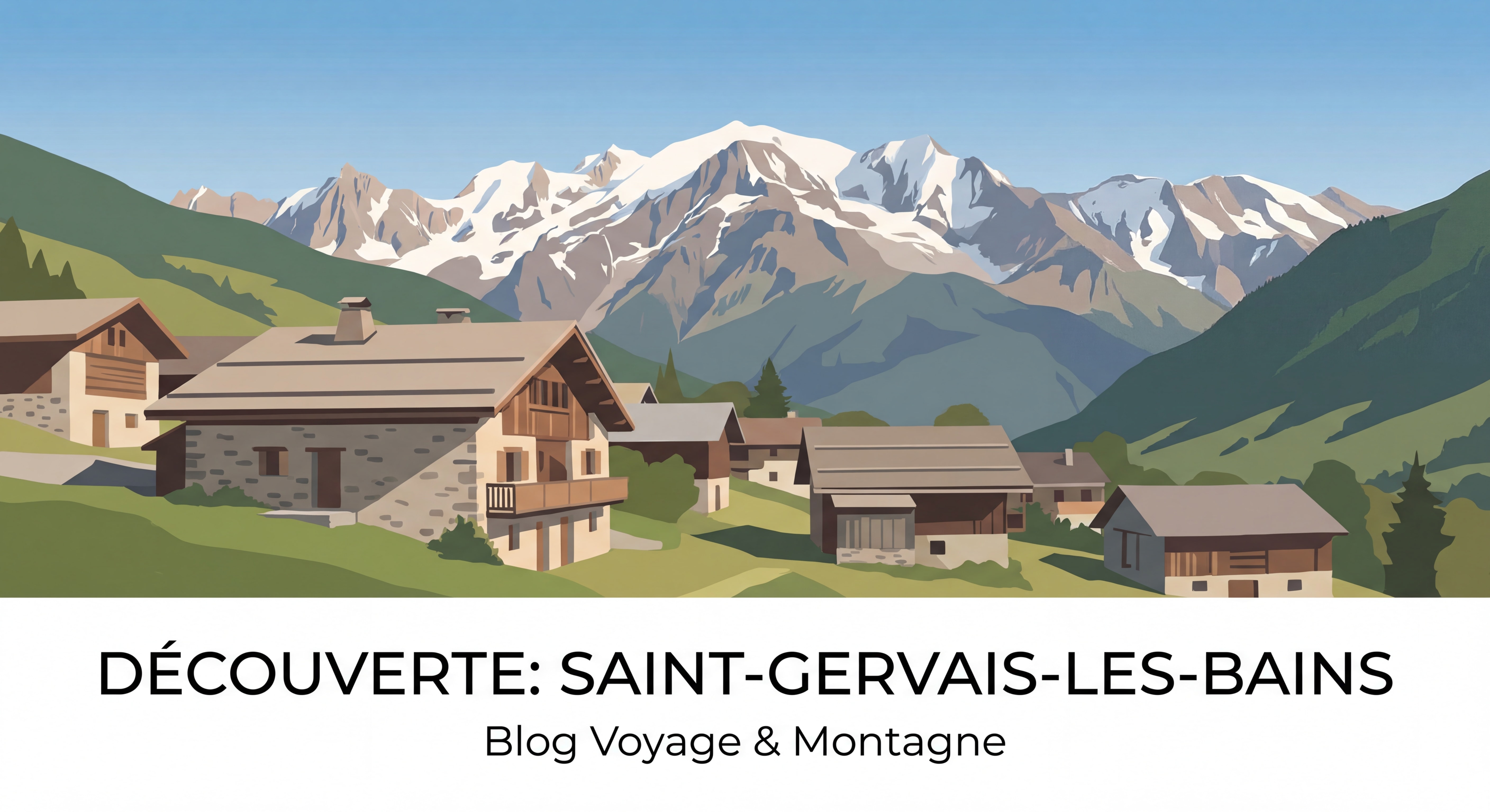 Village pittoresque de Saint-Gervais-les-Bains avec son architecture savoyarde traditionnelle et vue sur le massif des Aravis