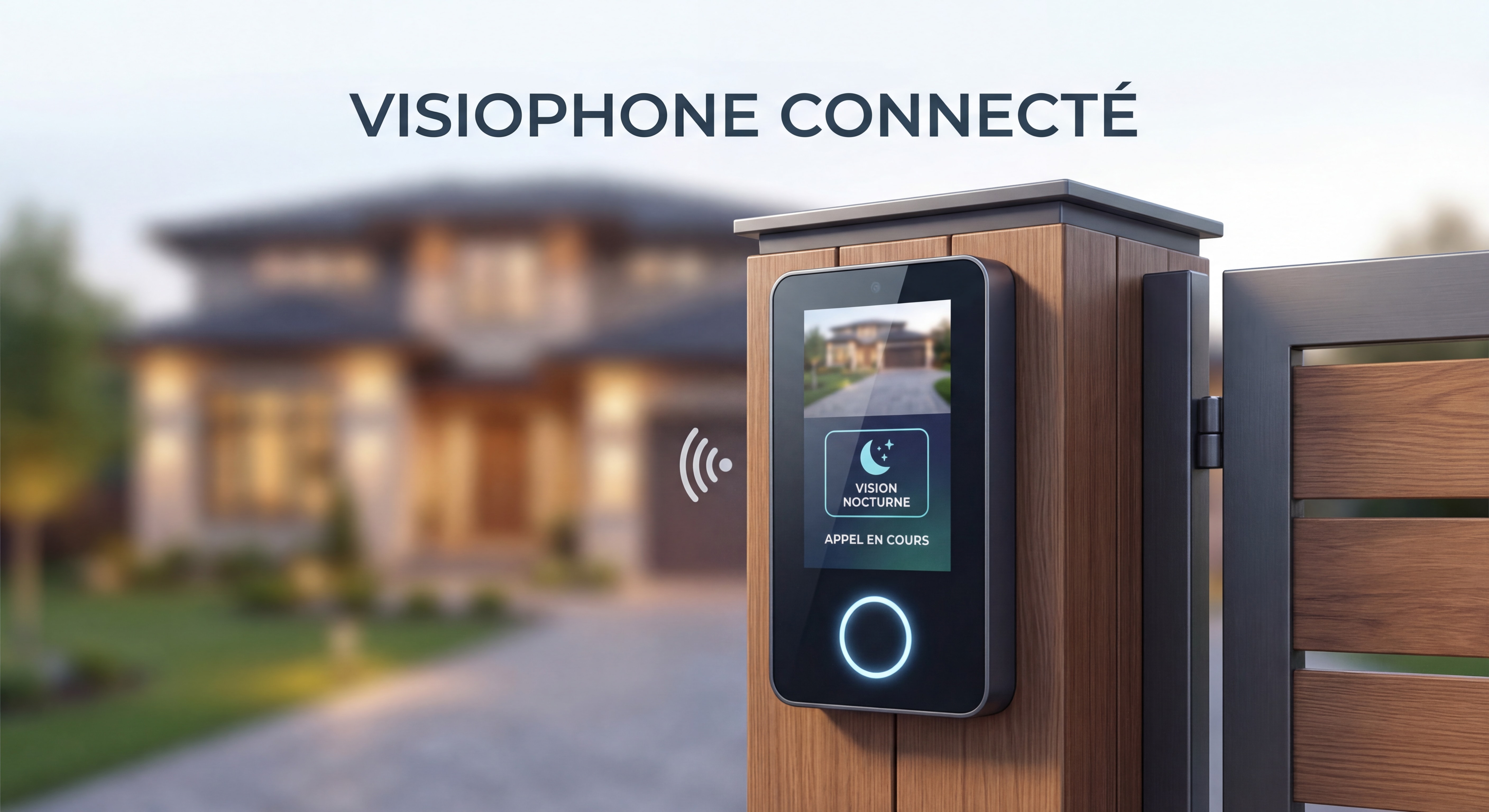 Visiophone portail connecté moderne avec écran tactile et vision nocturne installé à l