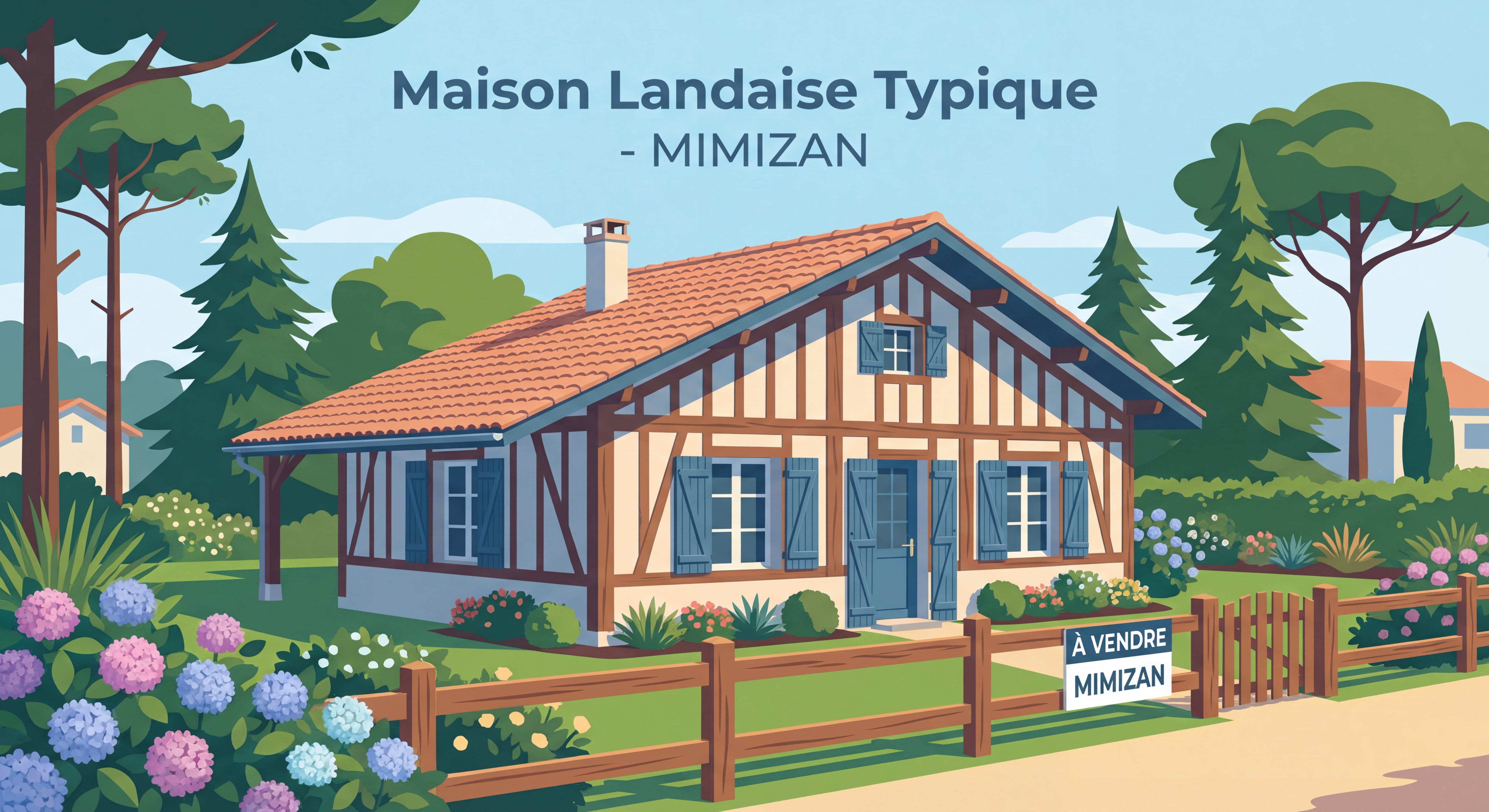 Maison landaise typique à vendre à Mimizan avec jardin et architecture traditionnelle