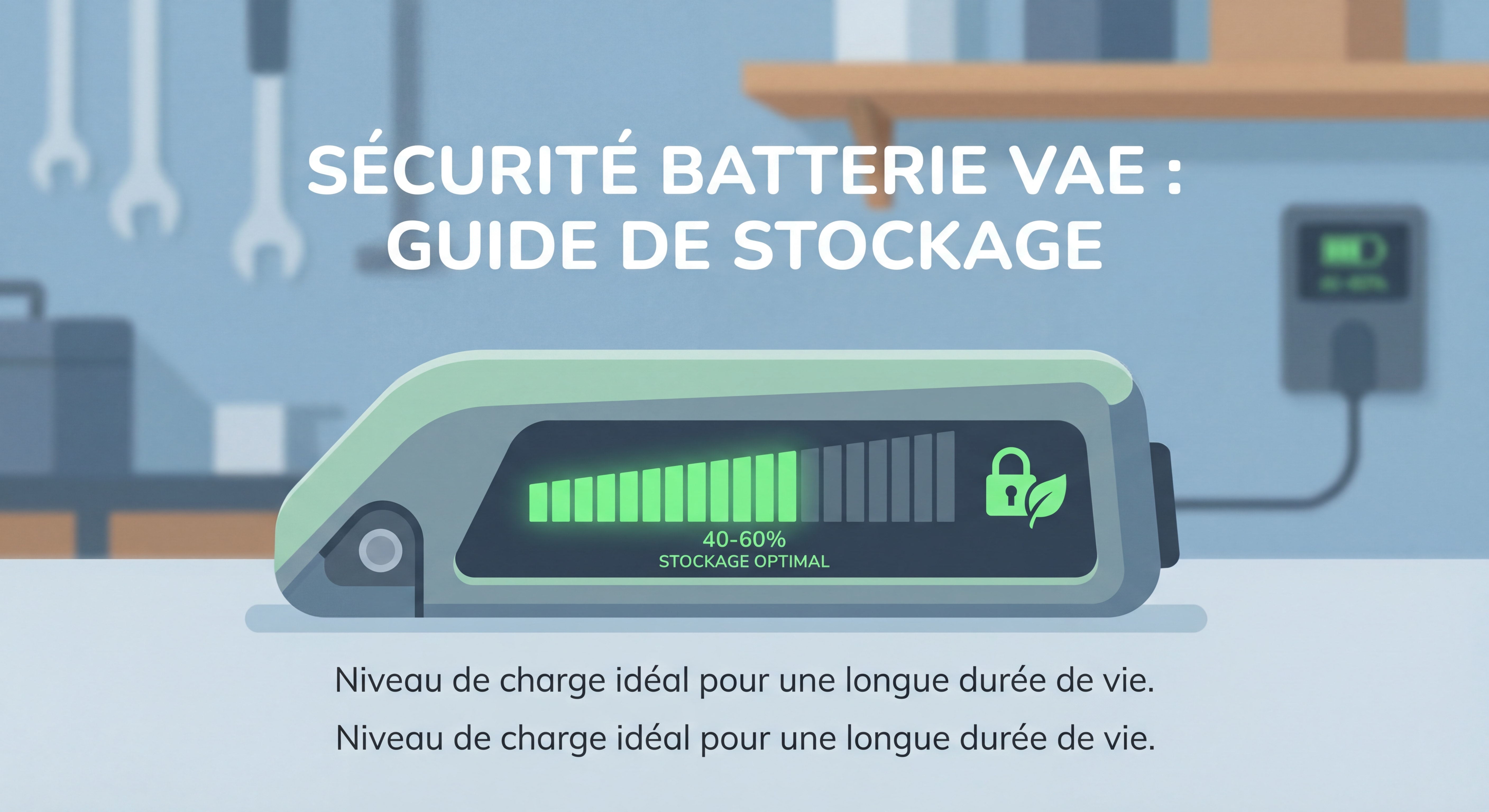 Indicateur LED de batterie montrant le niveau optimal de charge entre 40-60% pour stockage sécurisé - sécurité batterie VAE