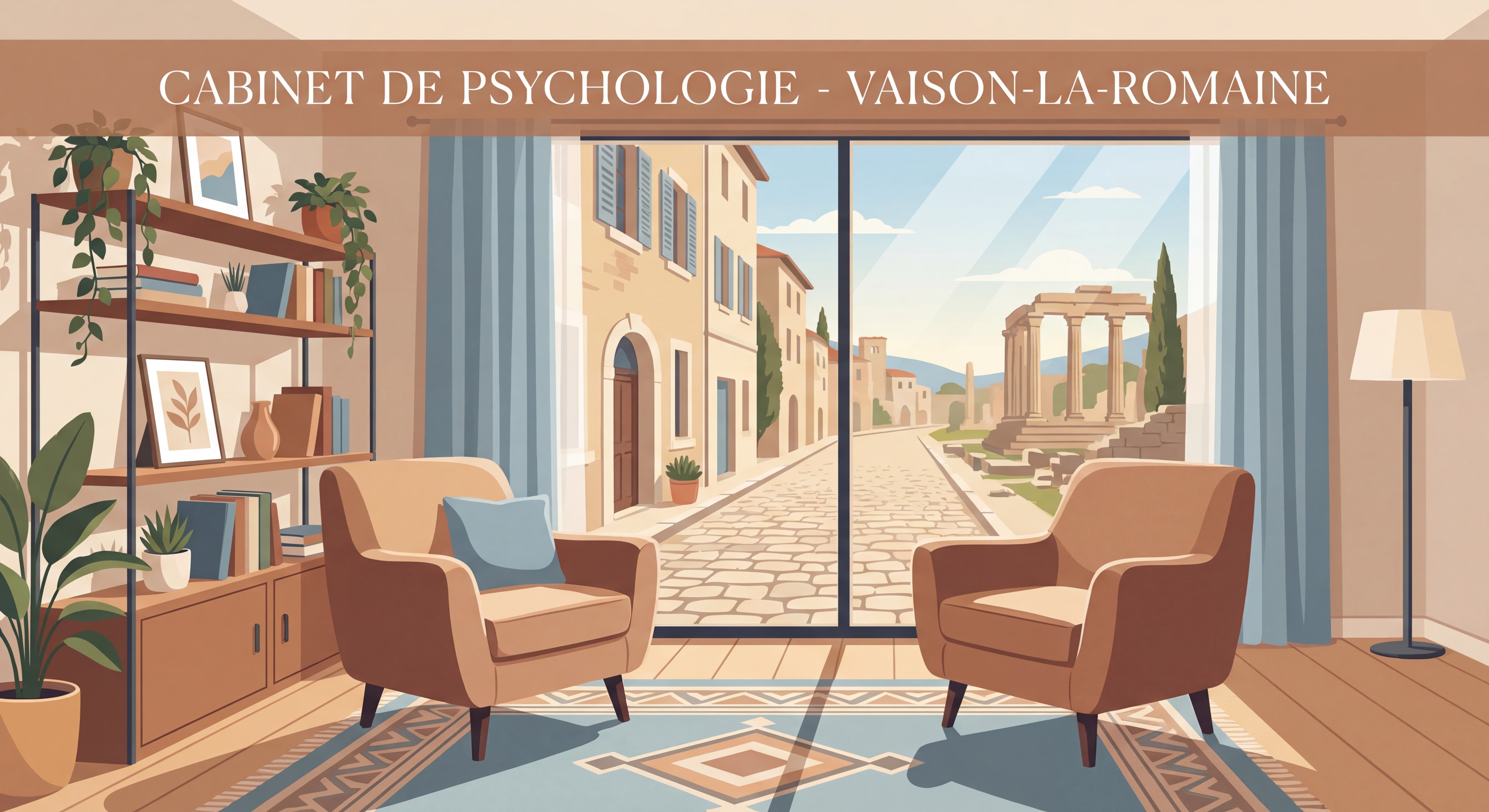 Cabinet de psychologie à Vaison-la-Romaine - intérieur chaleureux et accueillant avec fauteuils confortables
