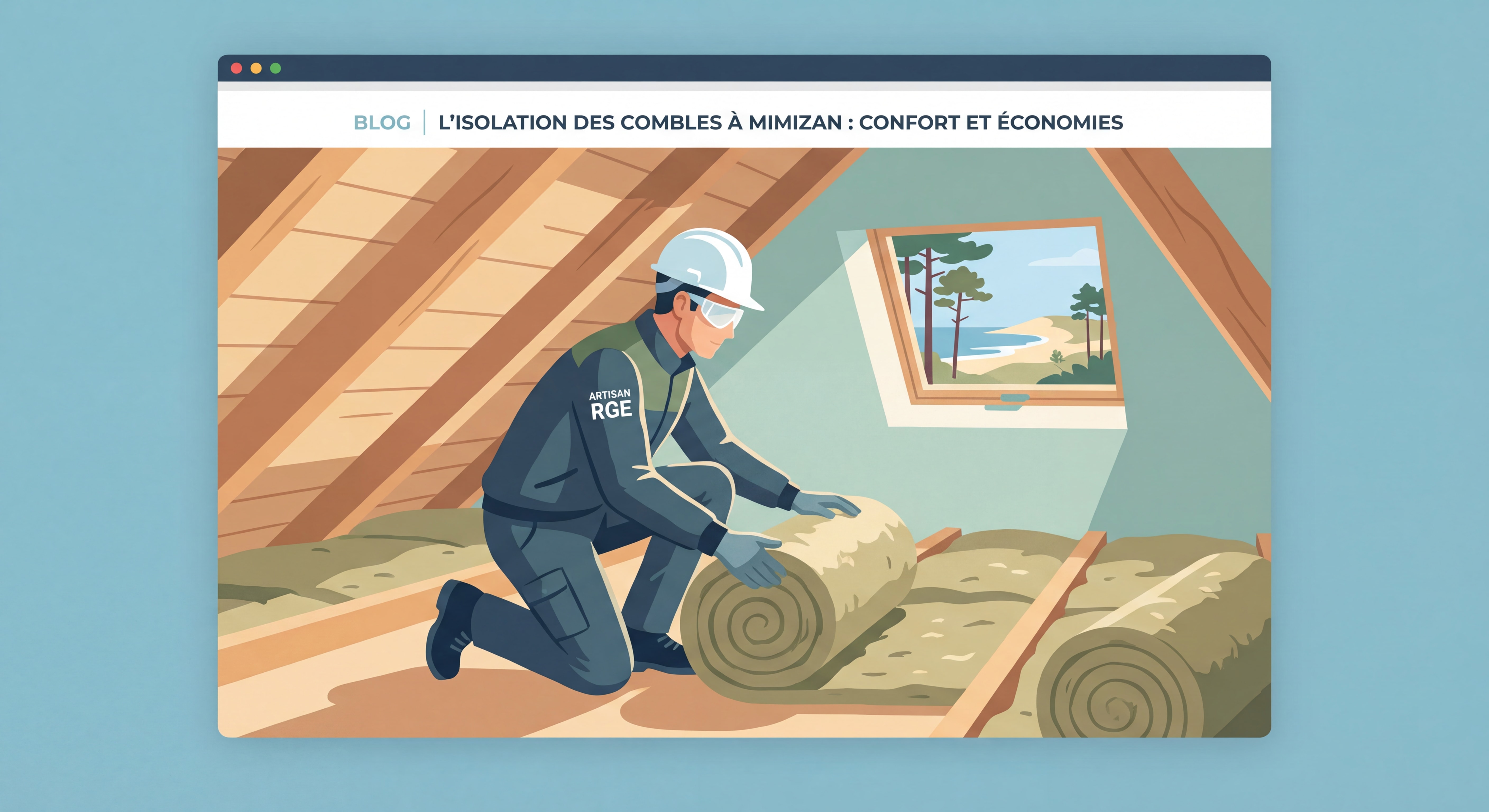 Artisan RGE installant une isolation de combles dans une maison à Mimizan