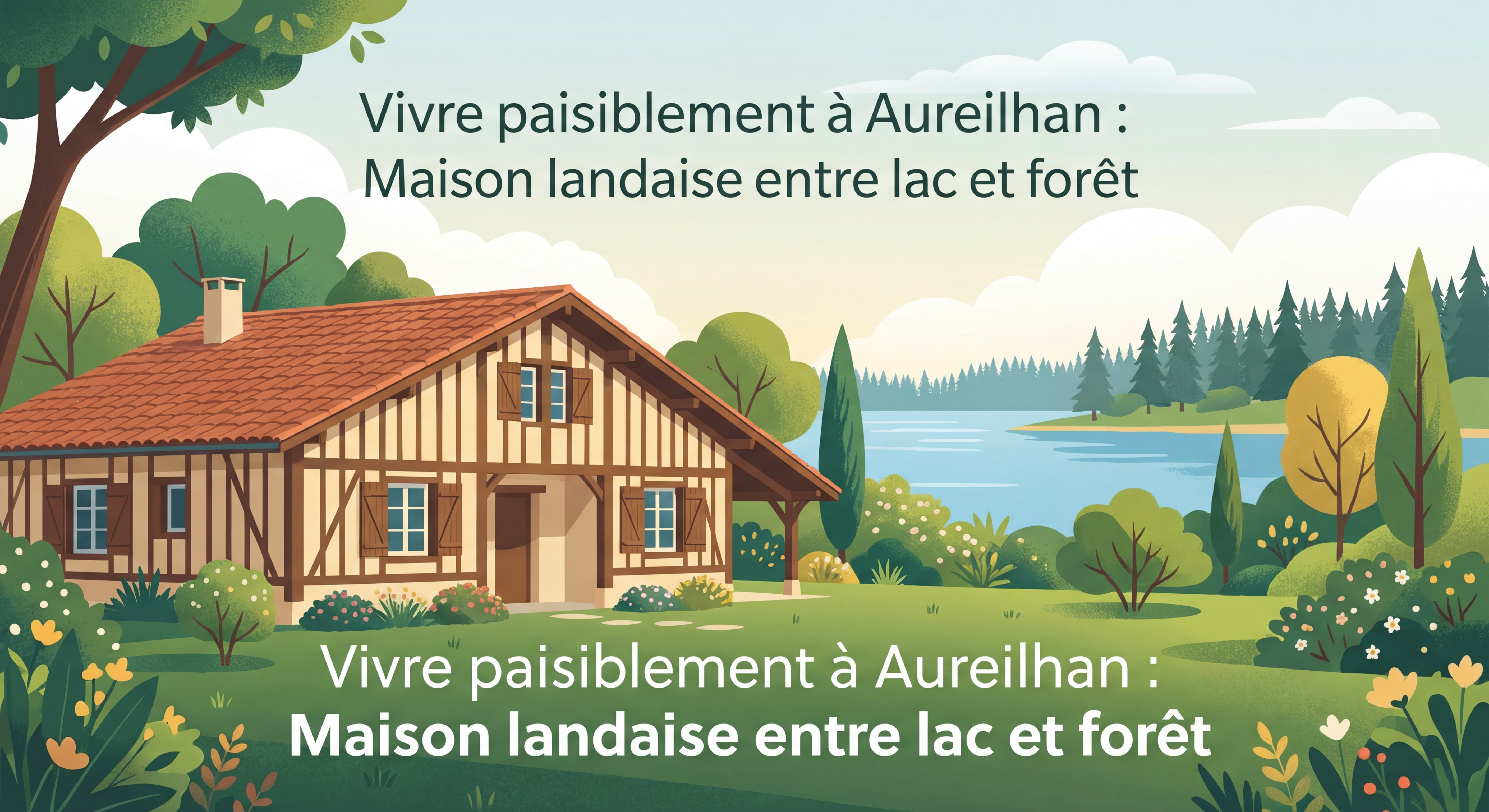 Maison landaise typique avec jardin arboré à Aureilhan, cadre de vie paisible entre lac et forêt