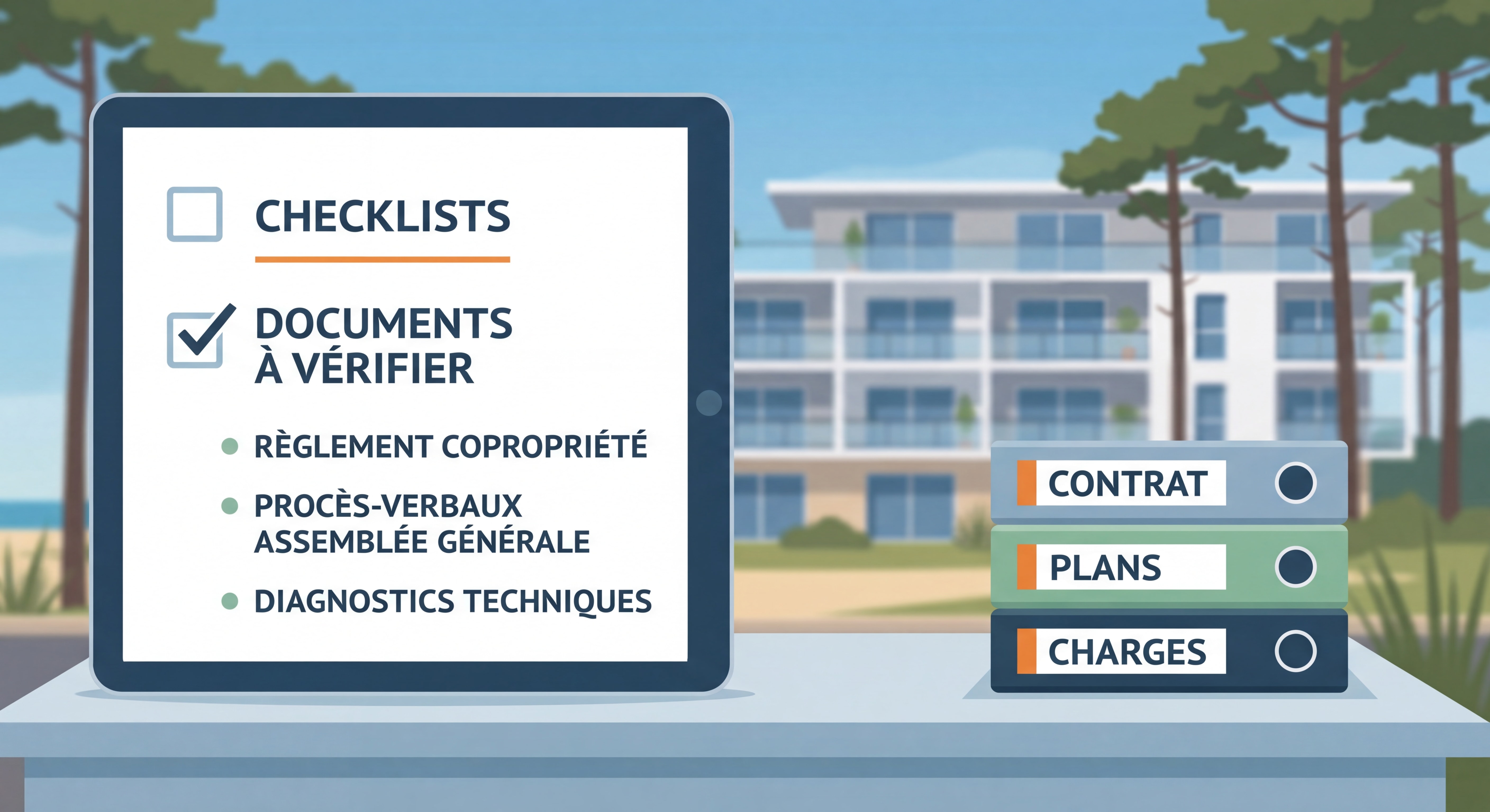 Checklist documents à vérifier avant achat copropriété location saisonnière Mimizan avec règlement copropriété et procès-verbaux assemblée générale