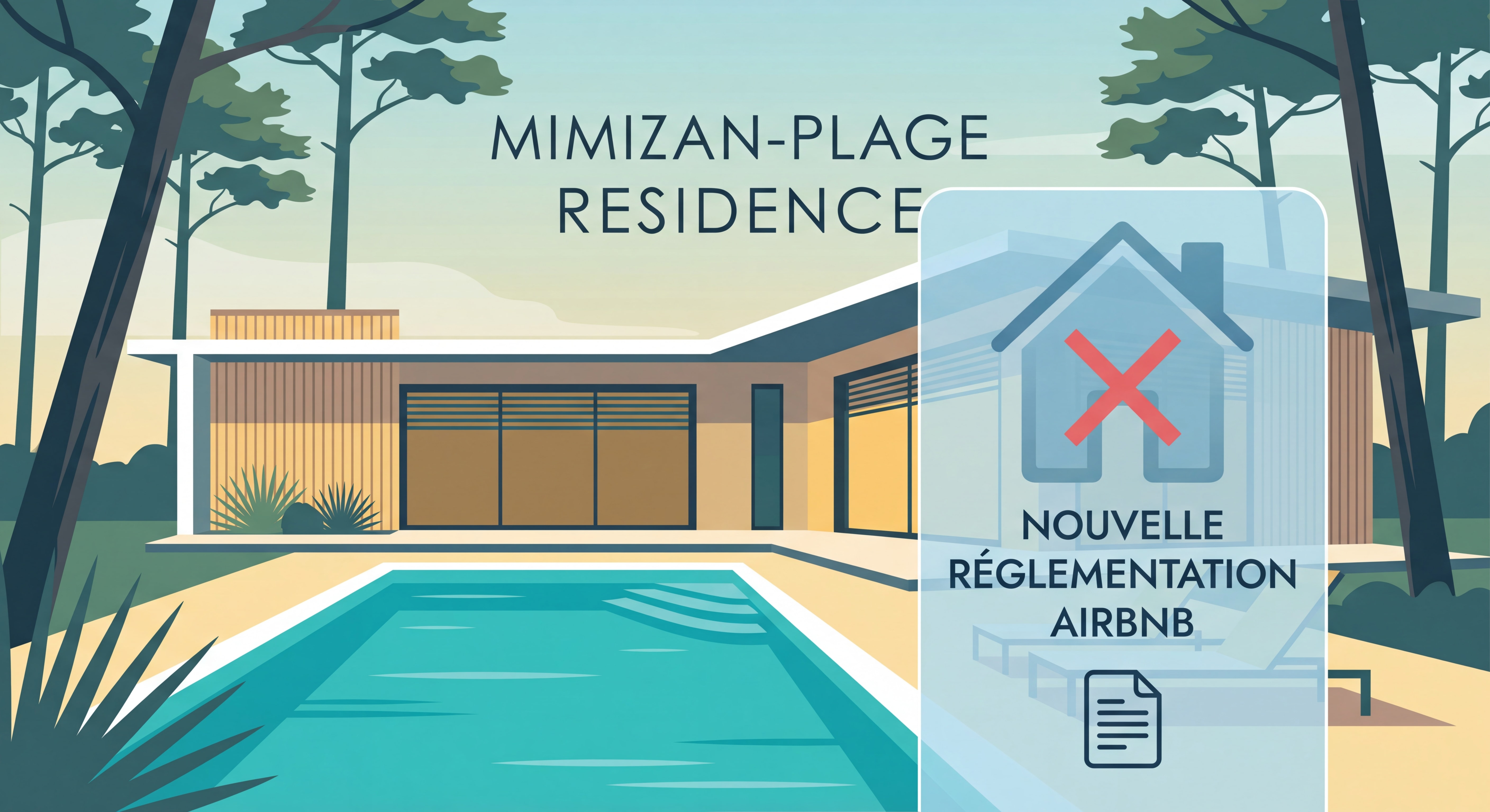 Résidence avec piscine à Mimizan-Plage impactée par la nouvelle réglementation location courte durée Airbnb