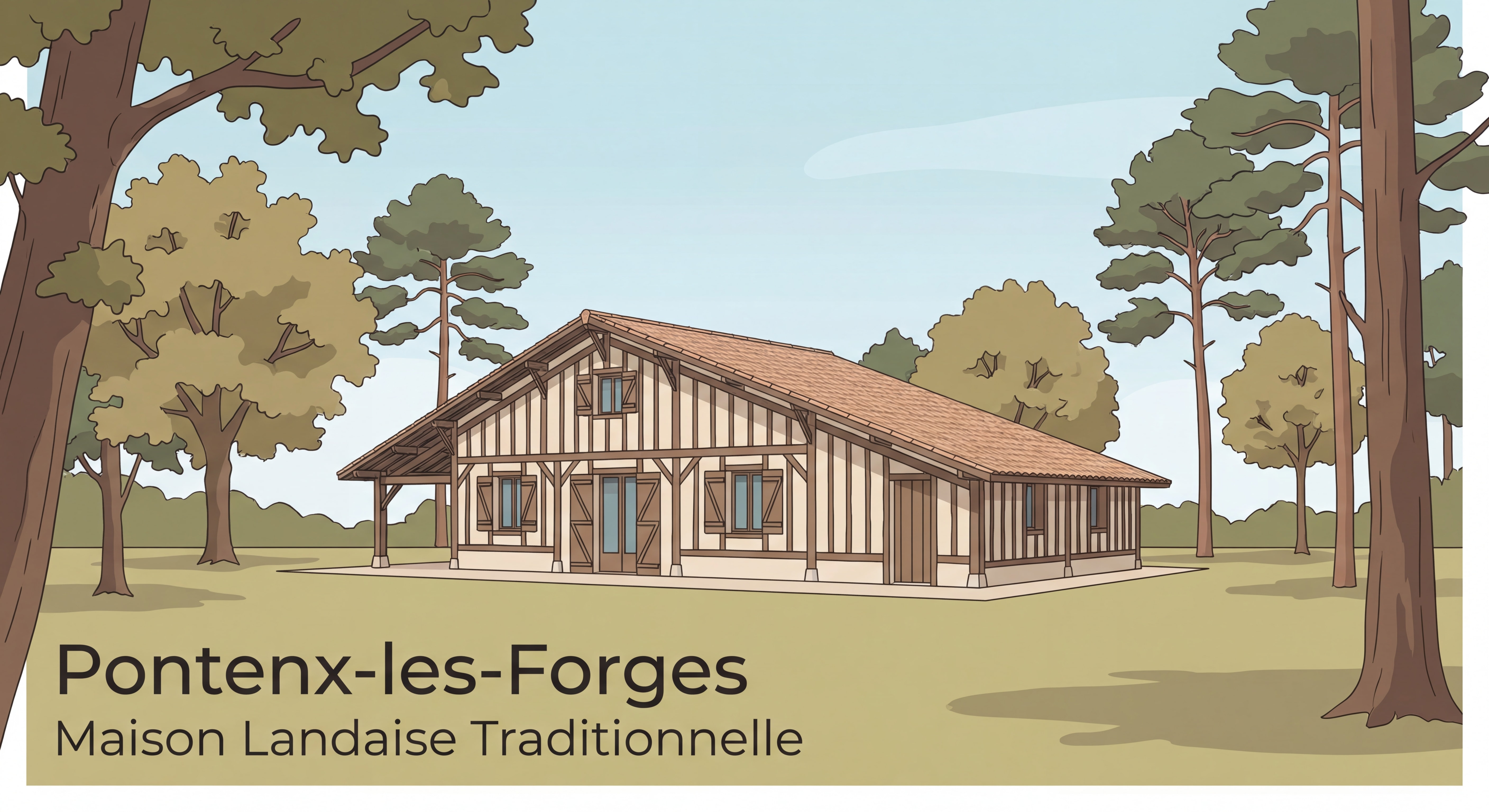 Maison landaise traditionnelle avec grand terrain arboré à Pontenx-les-Forges