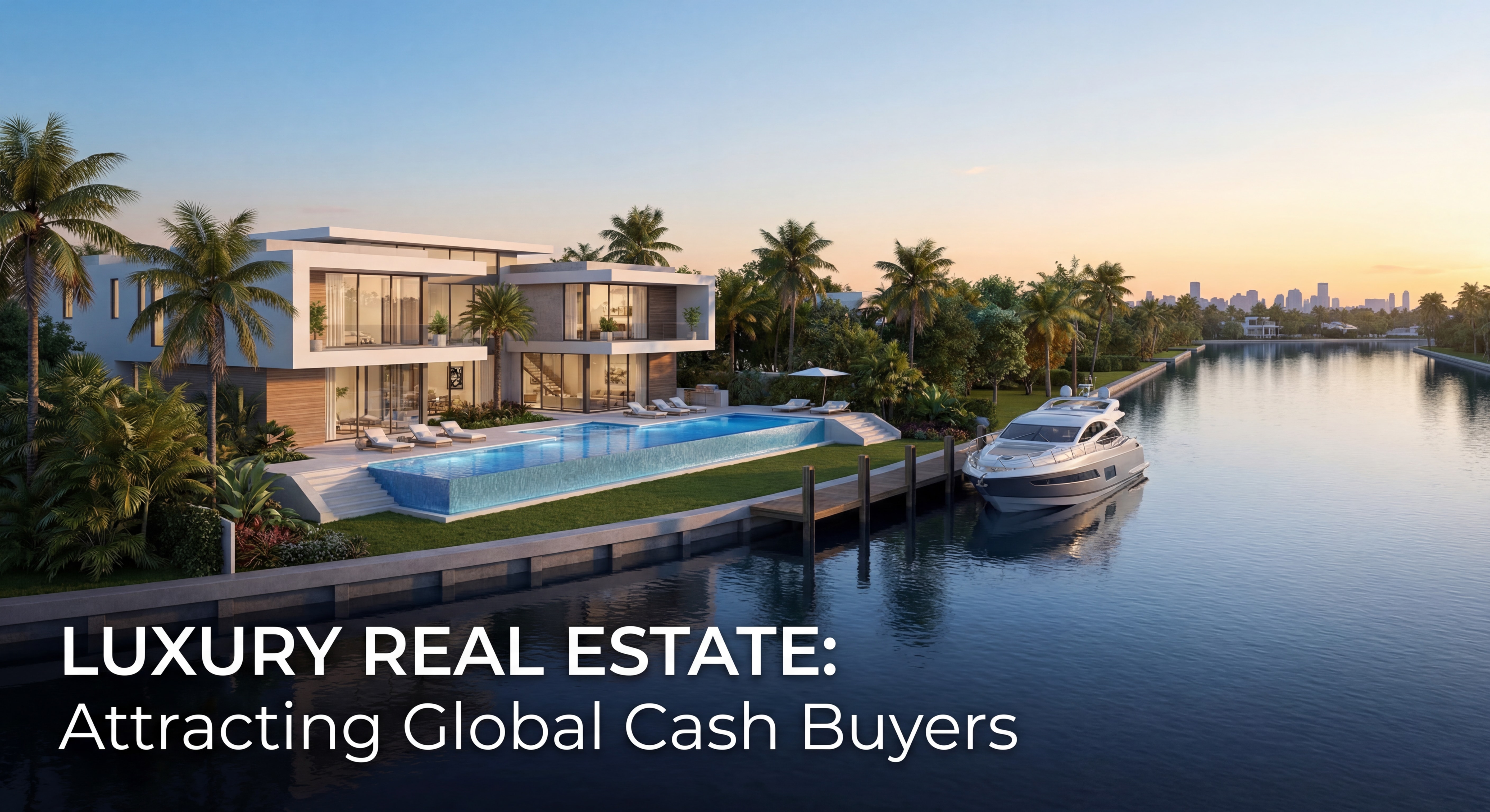 Luxury waterfront home in Broward County with private dock and pool, representing the high-end properties attracting cash buyers and international investors