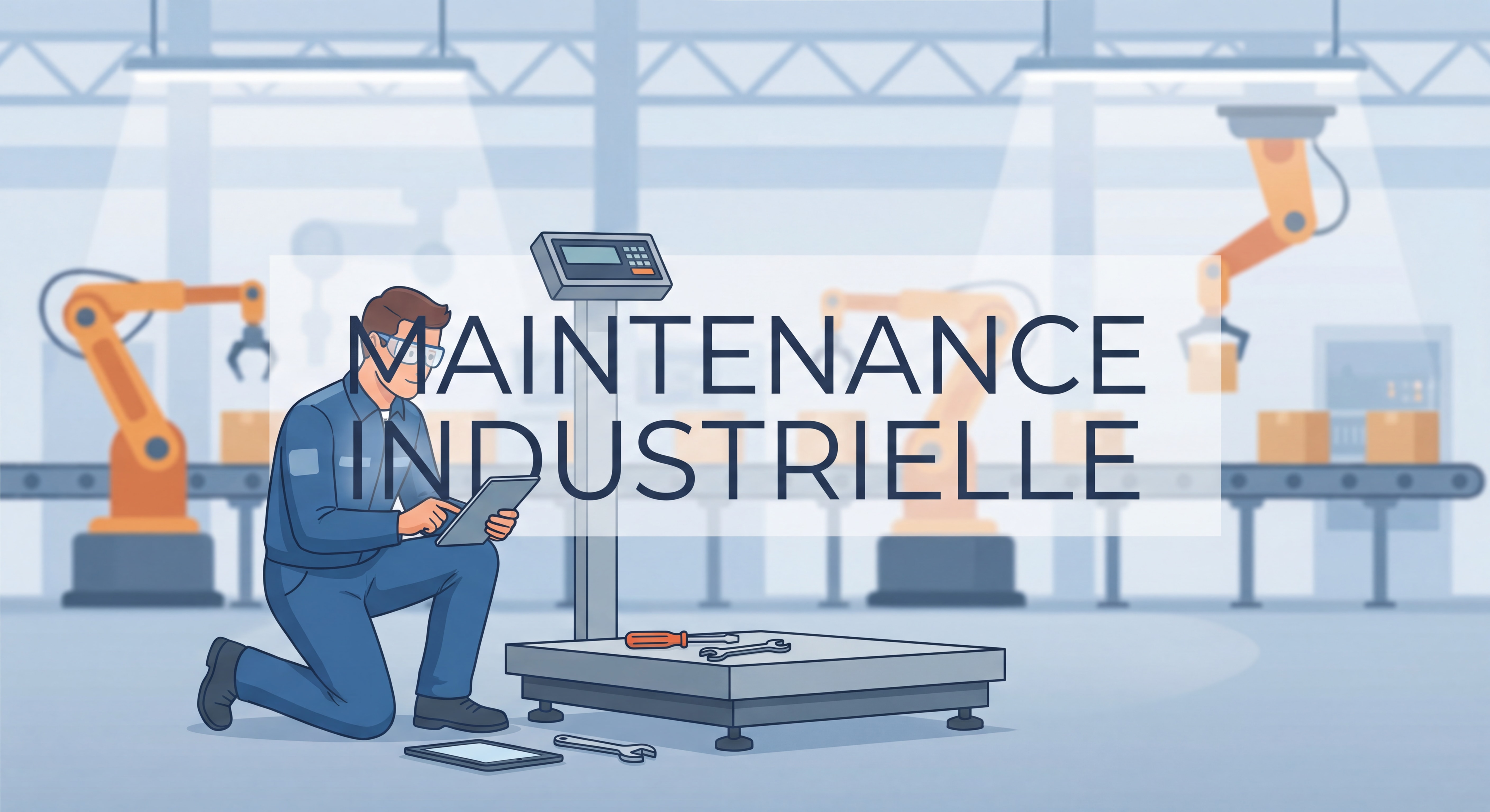 Technicien professionnel effectuant la maintenance d'une balance industrielle dans un environnement de production moderne