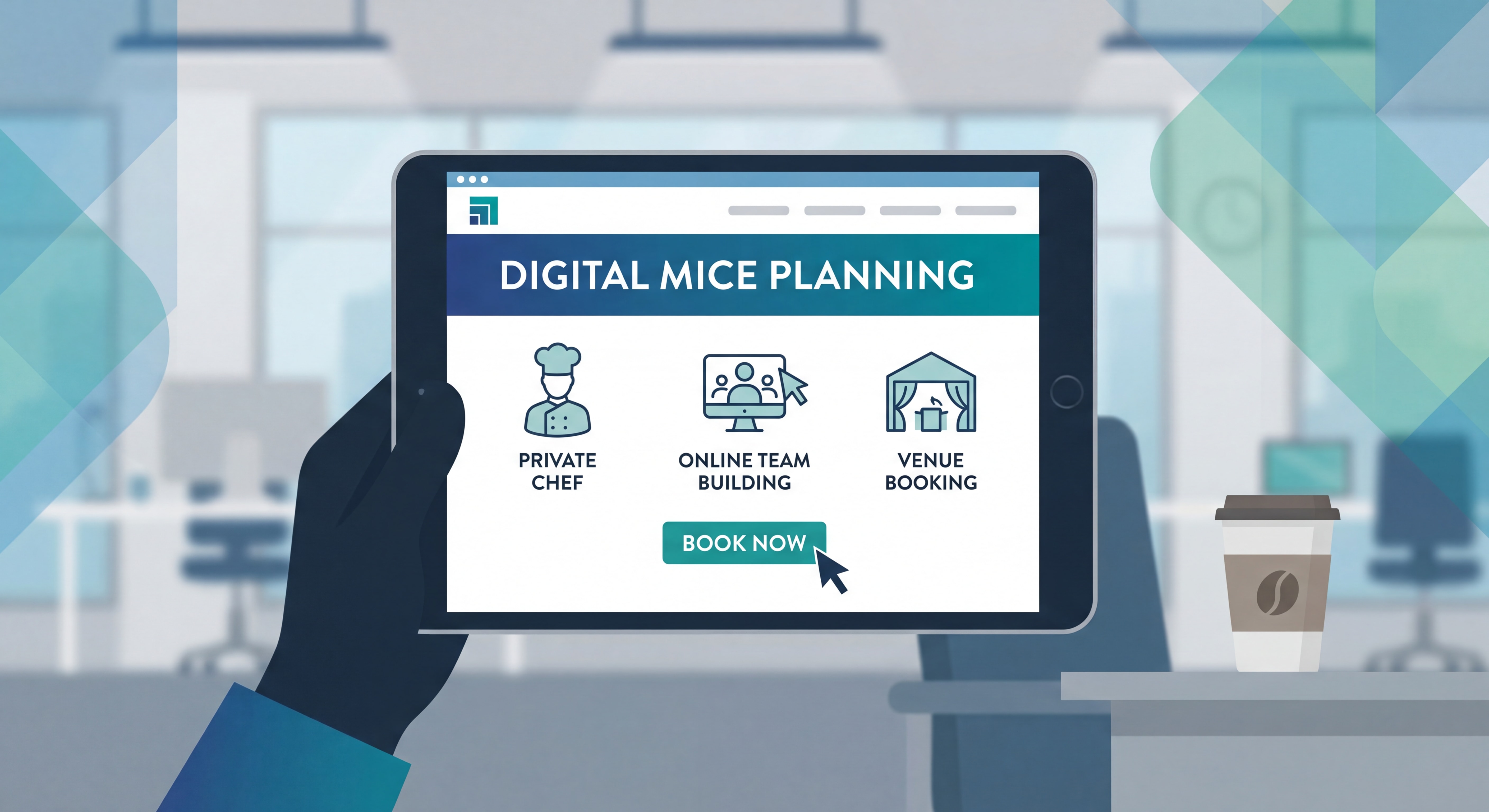 Organisateur d'événements MICE utilisant une plateforme digitale pour réserver des prestataires - traiteur chef privé team building en ligne