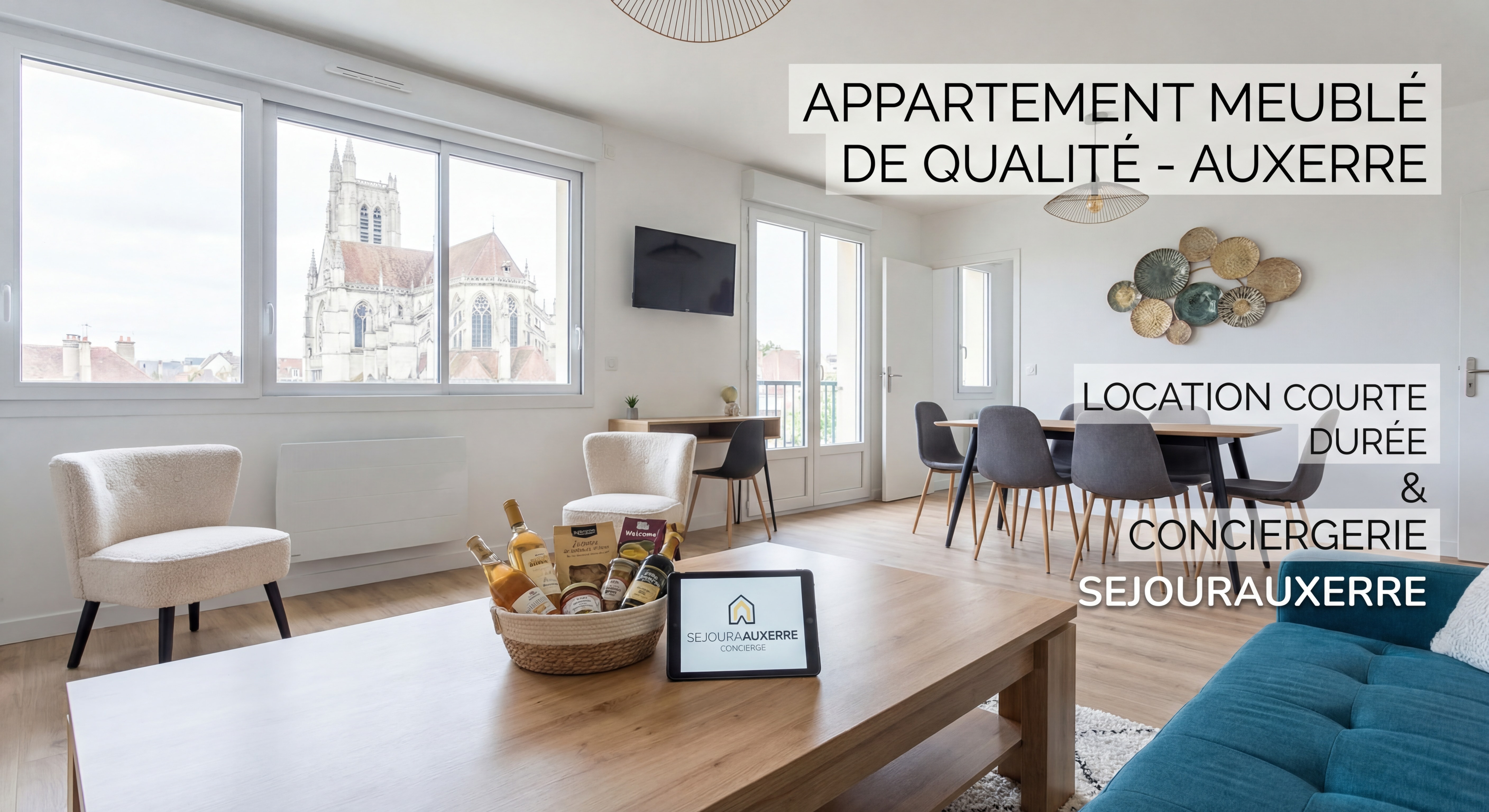 Appartement meublé de qualité à Auxerre prêt pour la location courte durée, conciergerie sejouraauxerre