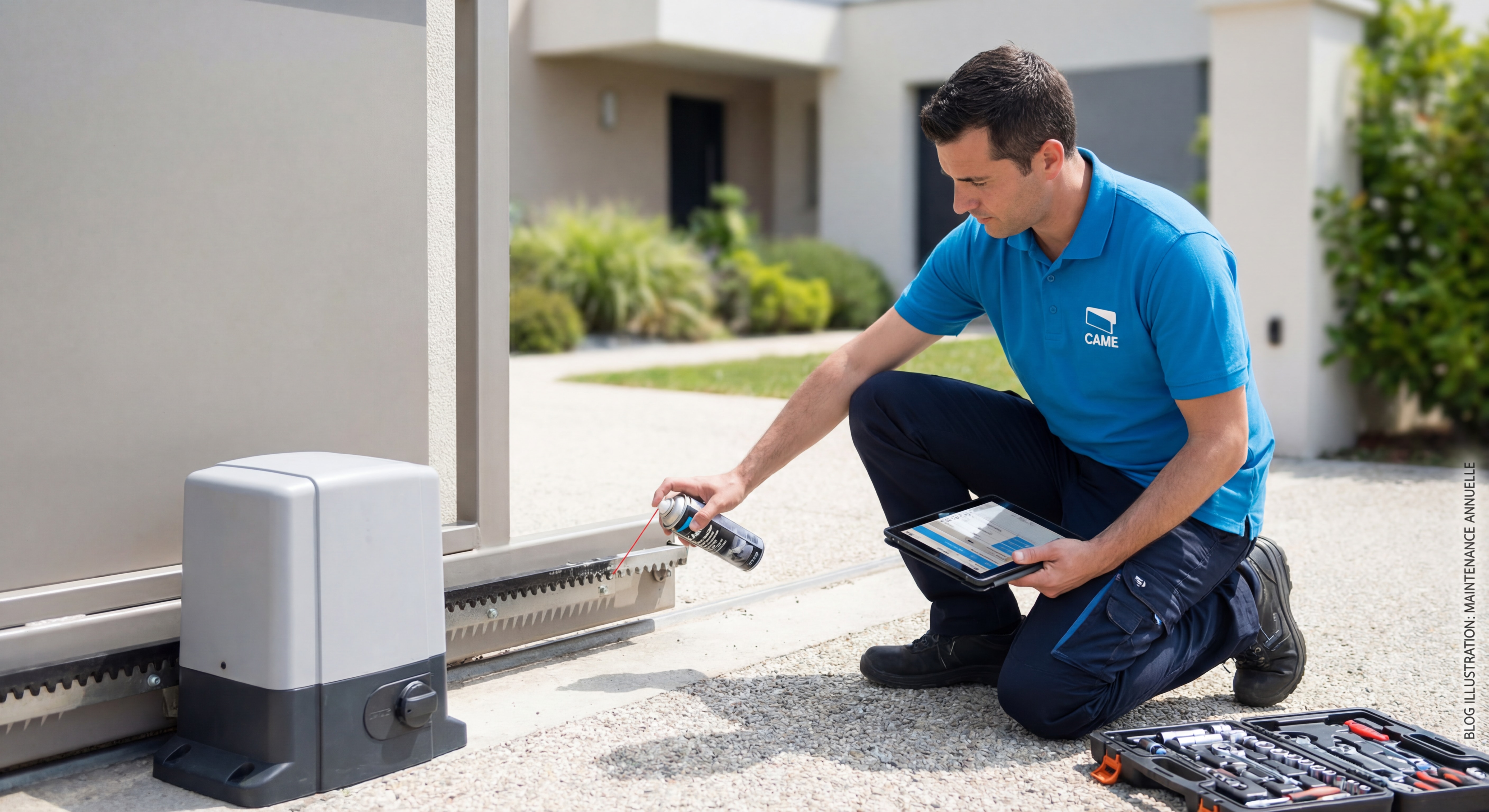 Technicien effectuant la maintenance annuelle d