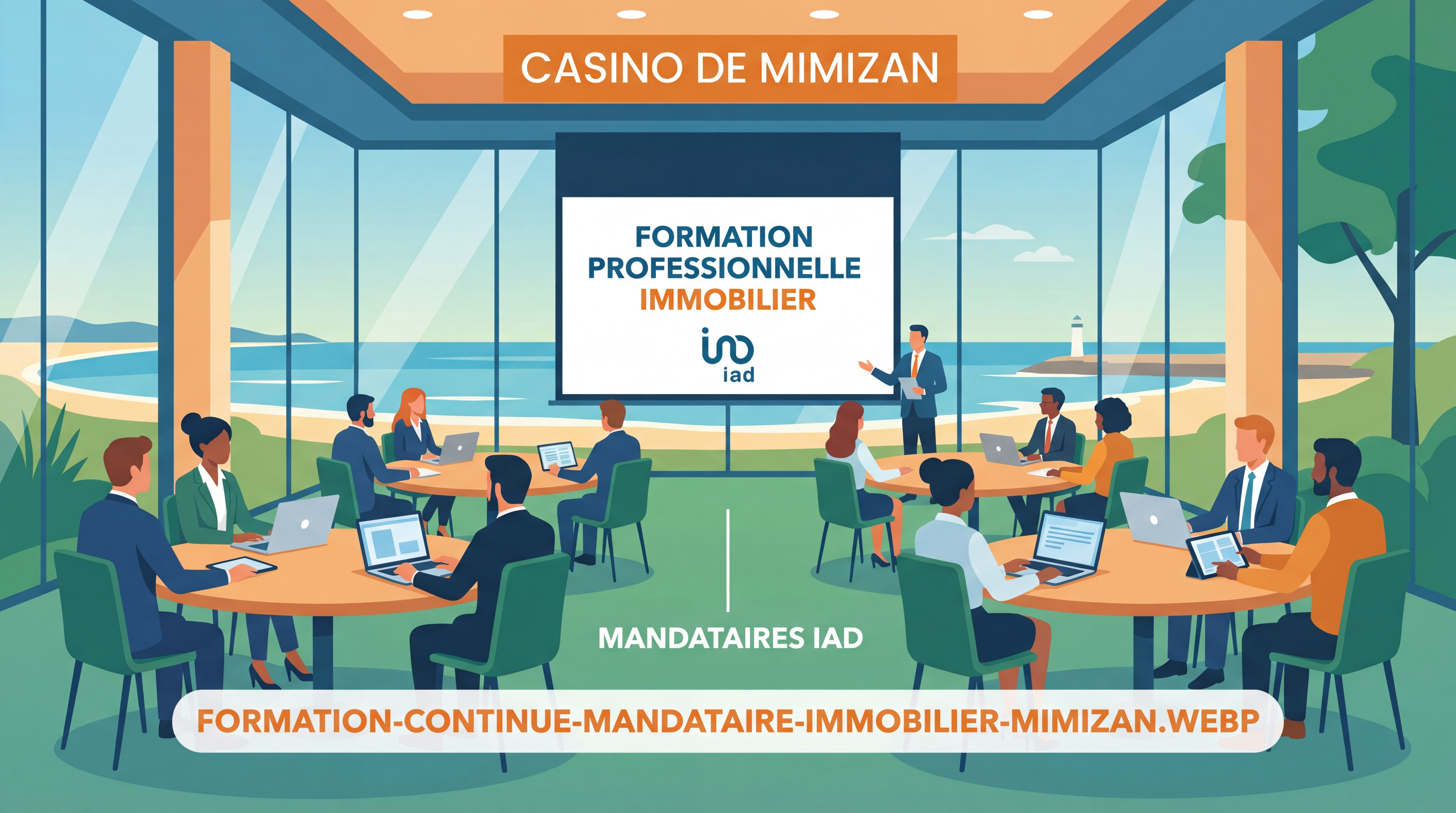 Formation professionnelle immobilier IAD au Casino de Mimizan avec mandataires réunis - formation-continue-mandataire-immobilier-mimizan.webp