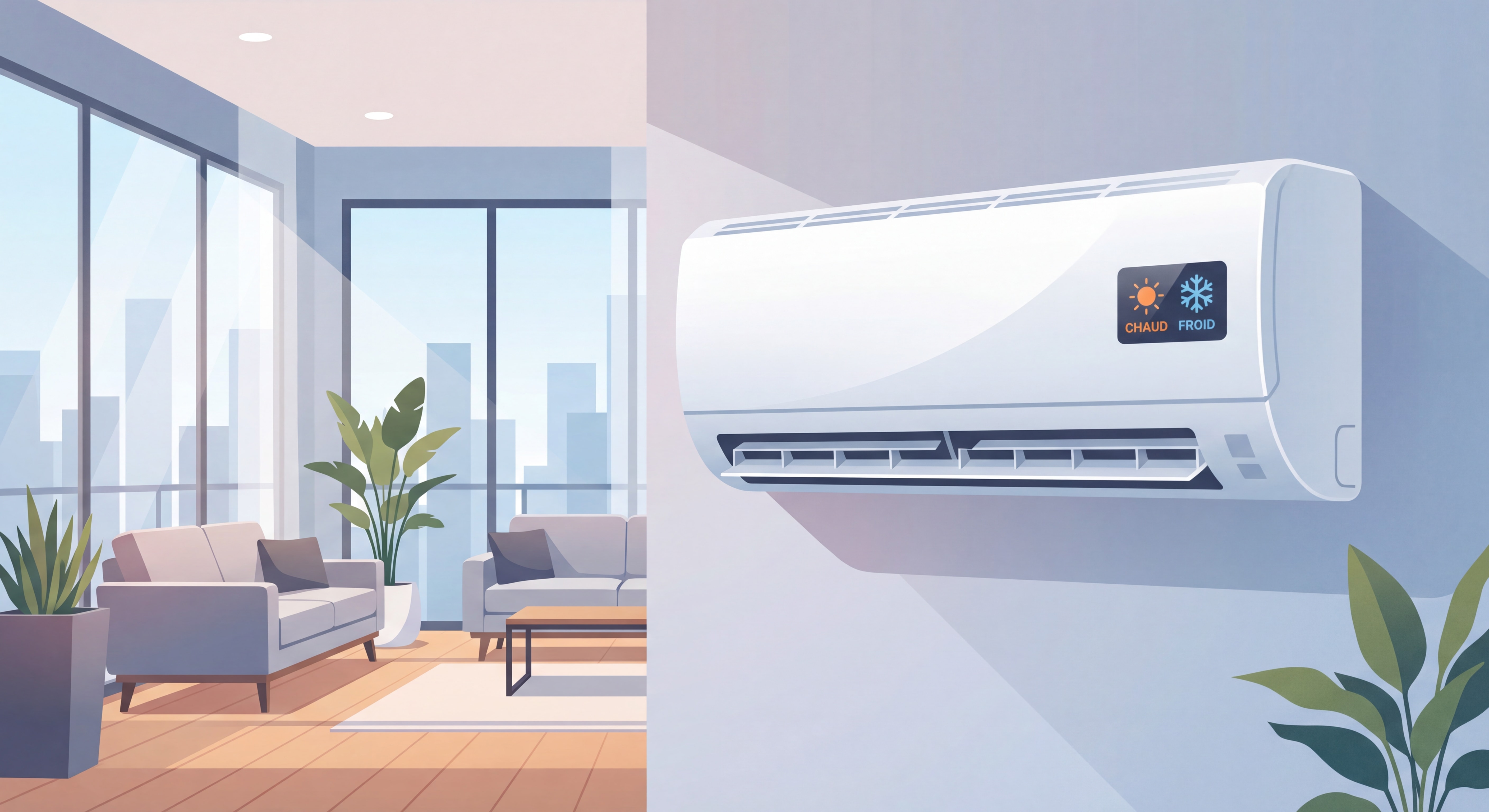 Climatiseur monobloc sans unité extérieure installé dans un appartement