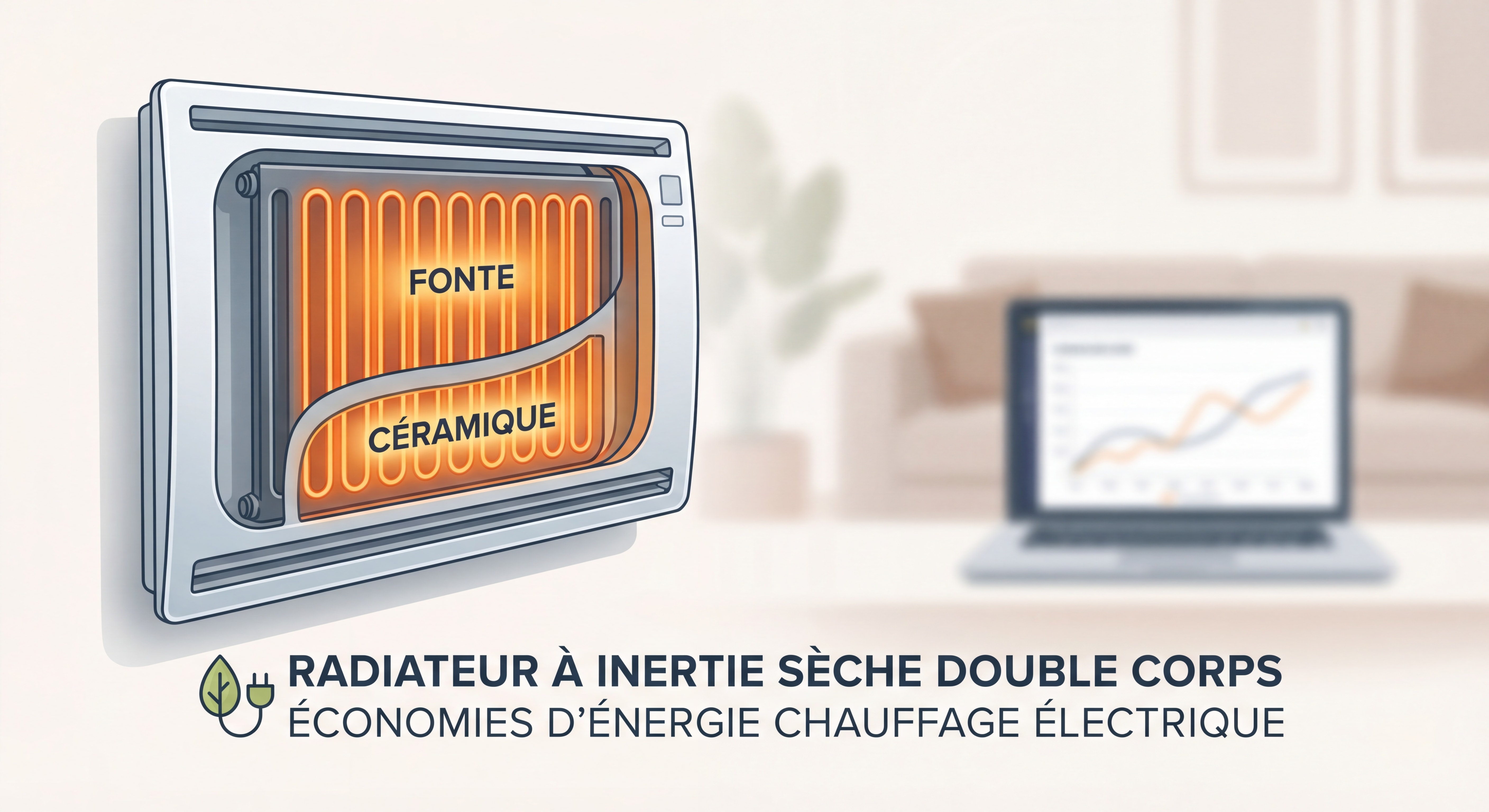 Radiateur à inertie sèche double corps fonte et céramique haute densité