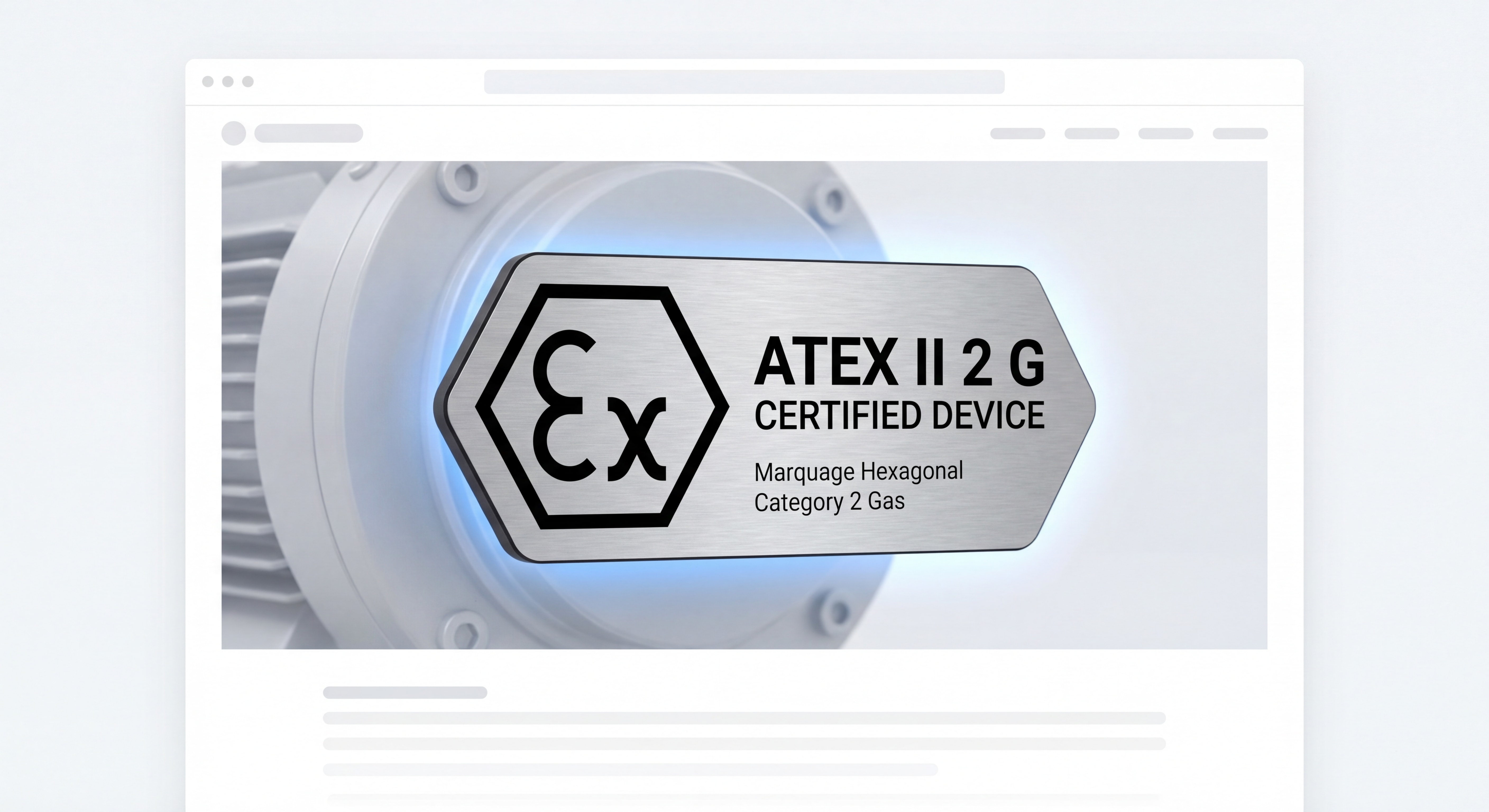 Marquage Ex hexagonal sur plaque signalétique appareil certifié ATEX catégorie 2 gaz