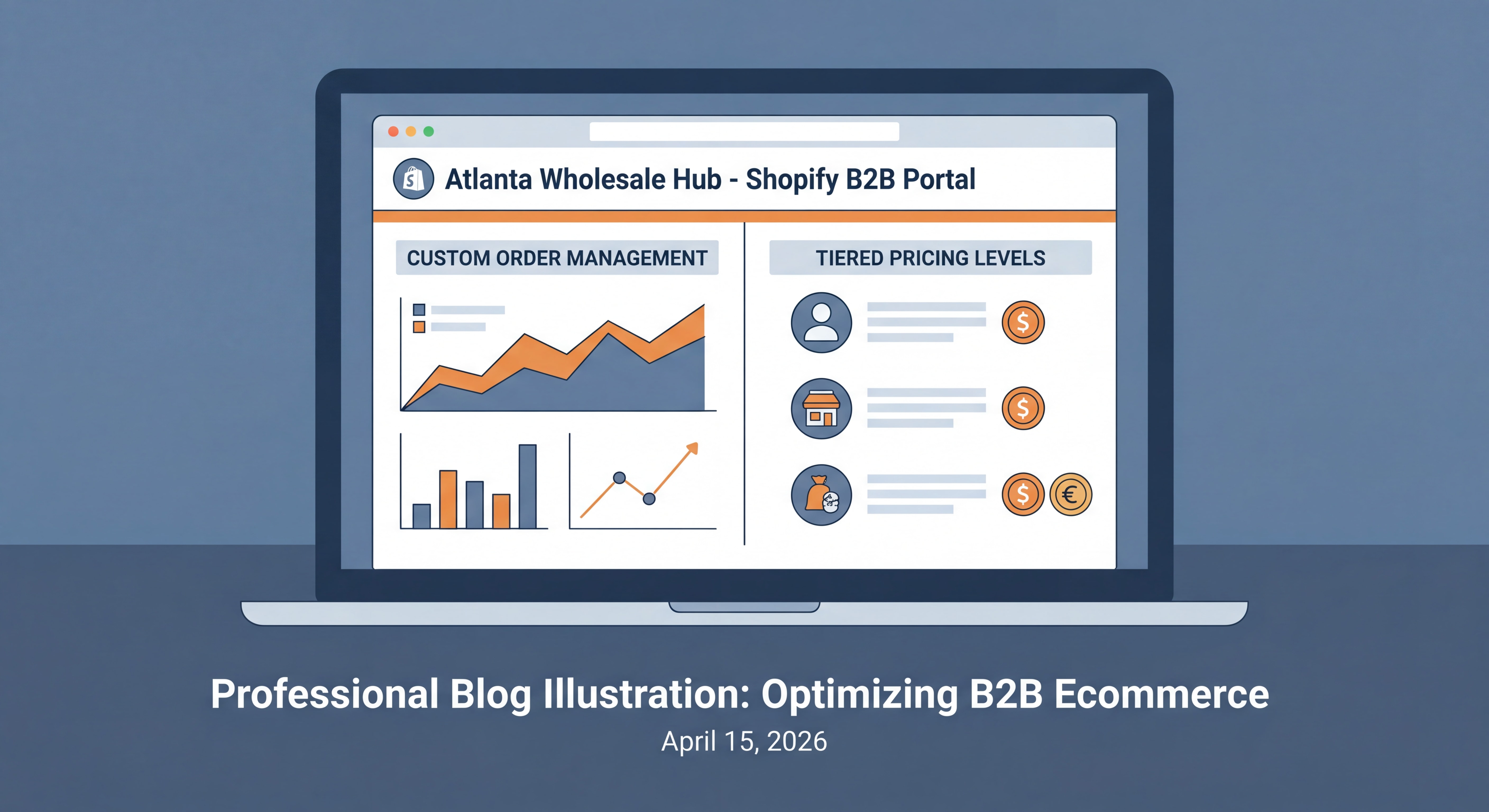 Atlanta B2B ecommerce wholesale portal built on Shopify showing custom order management and tiered pricing for business customers