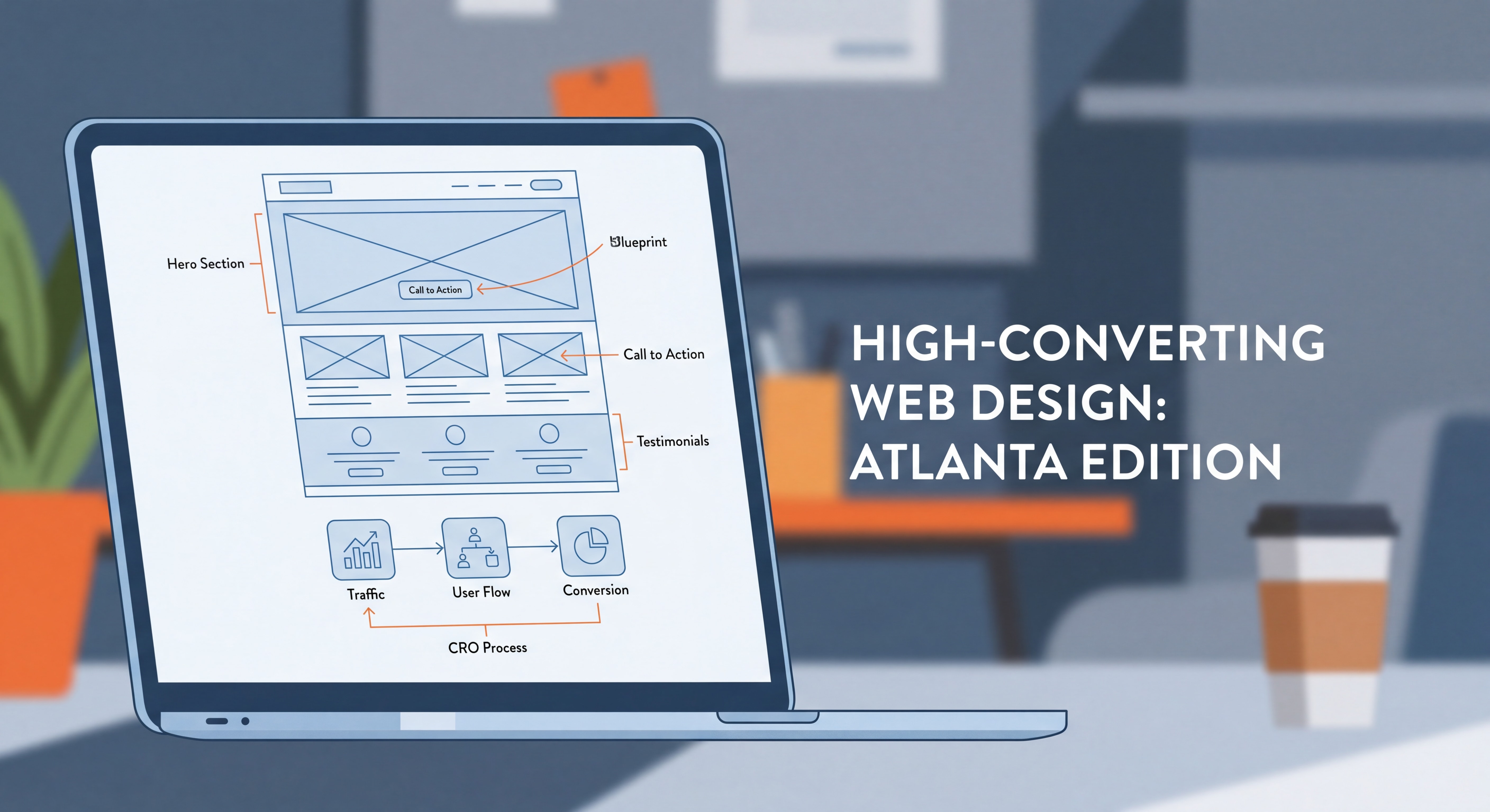 High-converting web design layout for Atlanta small business — UX wireframe and conversion rate optimization