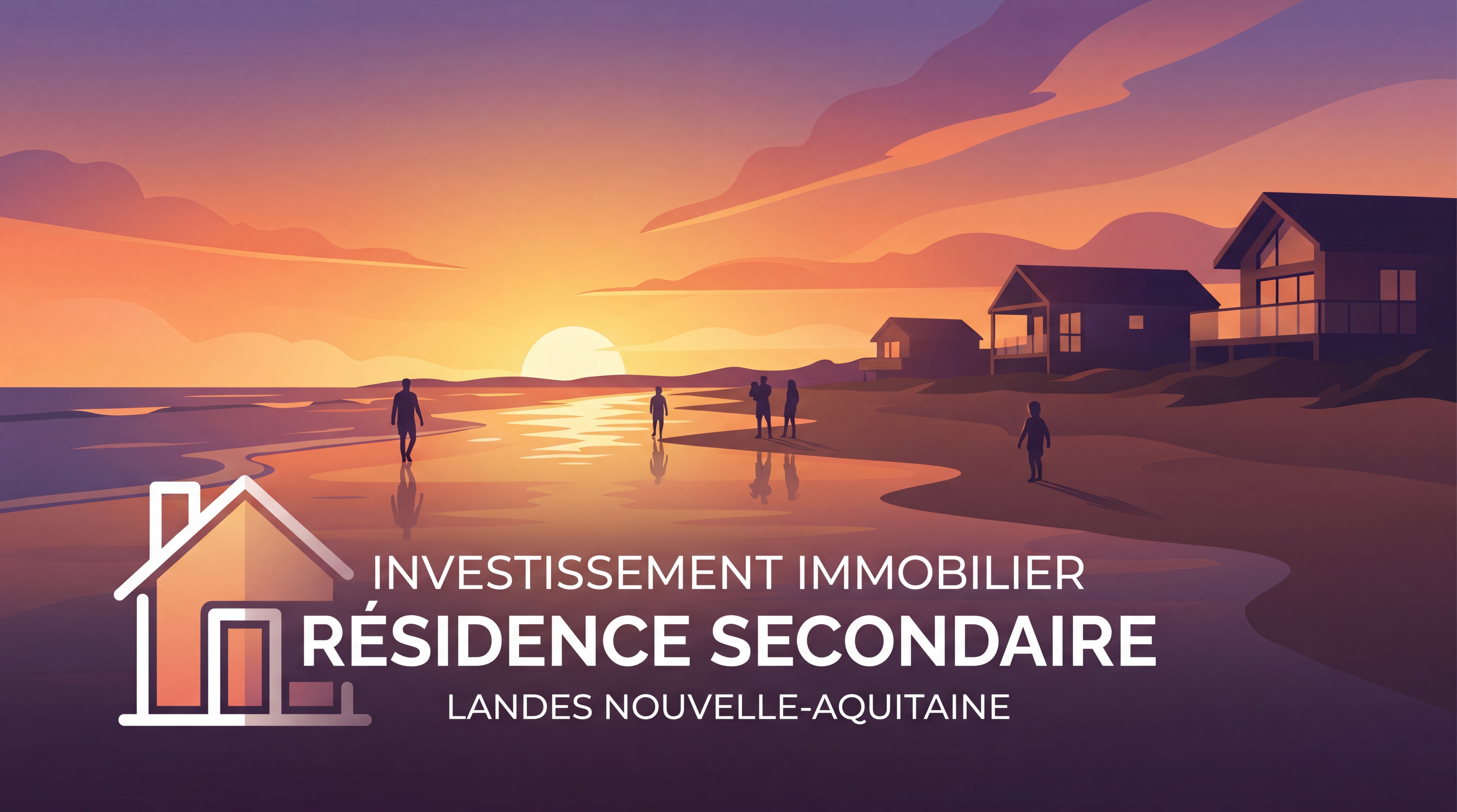 Plage de Mimizan-Plage au coucher du soleil, investissement immobilier résidence secondaire Landes Nouvelle-Aquitaine