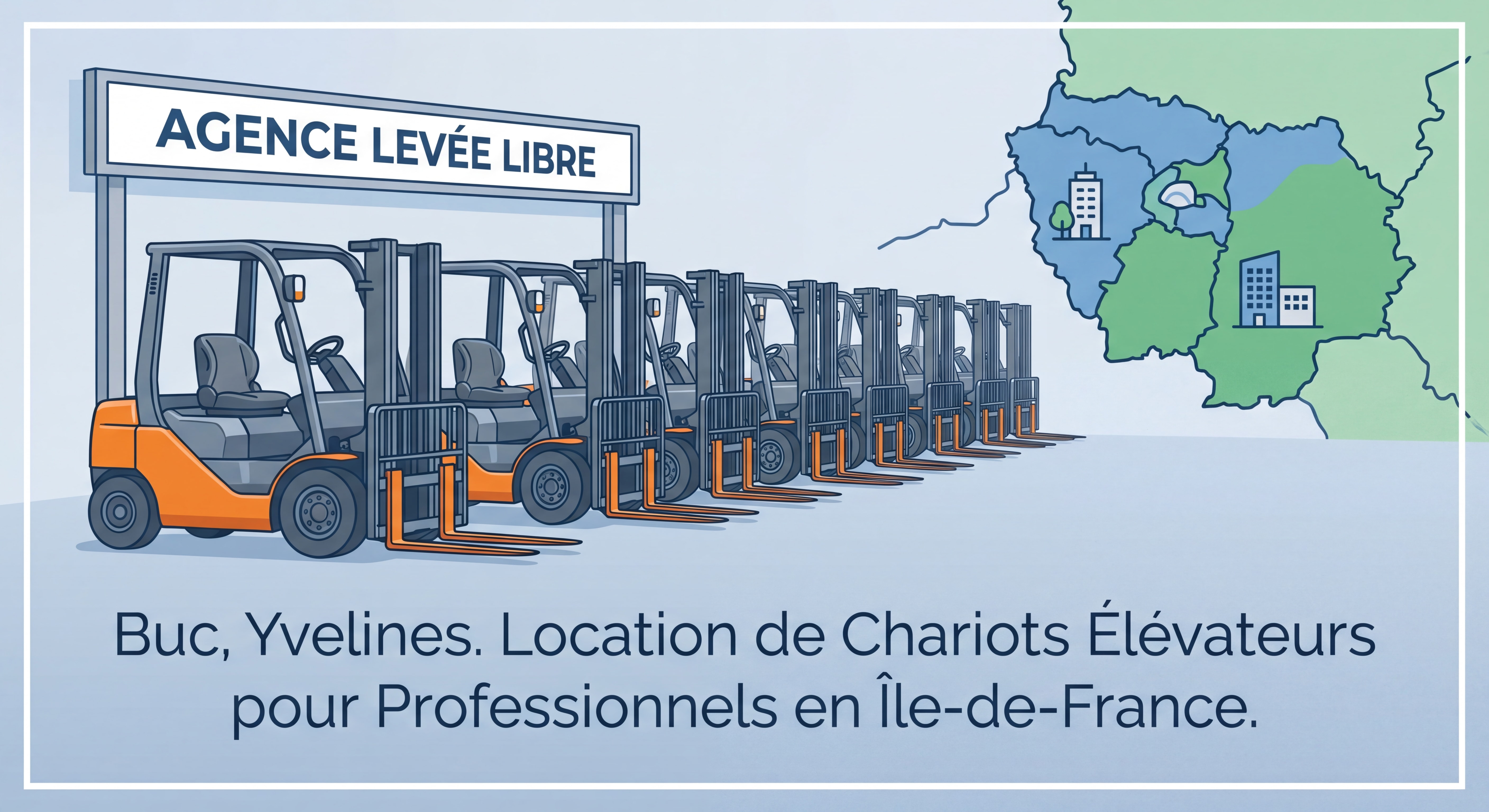 Agence Levée Libre à Buc dans les Yvelines, parc de chariots élévateurs disponibles à la location pour les professionnels d'Île-de-France