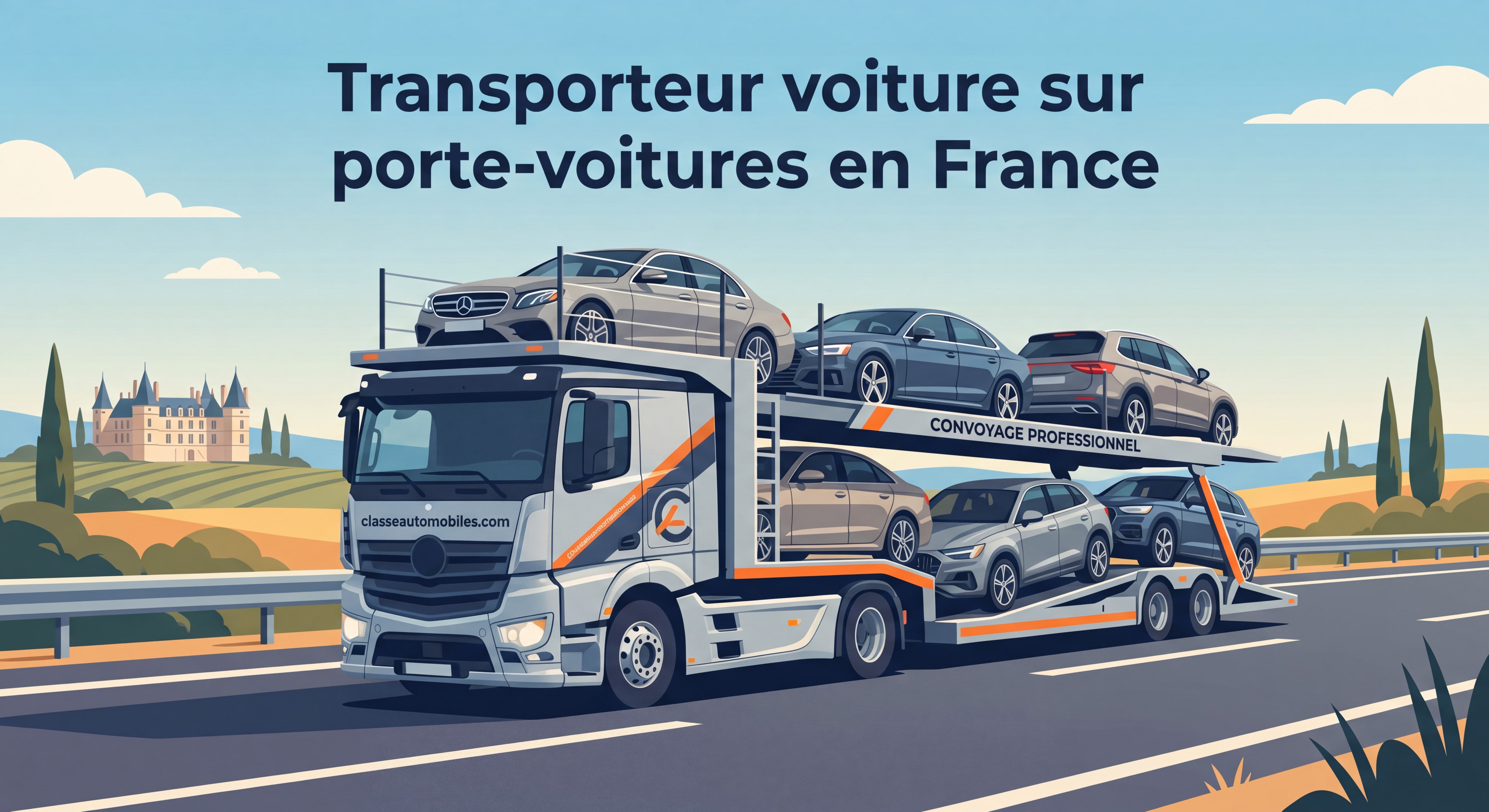 Transporteur voiture sur porte-voitures en France, convoyage automobile professionnel classeautomobiles.com