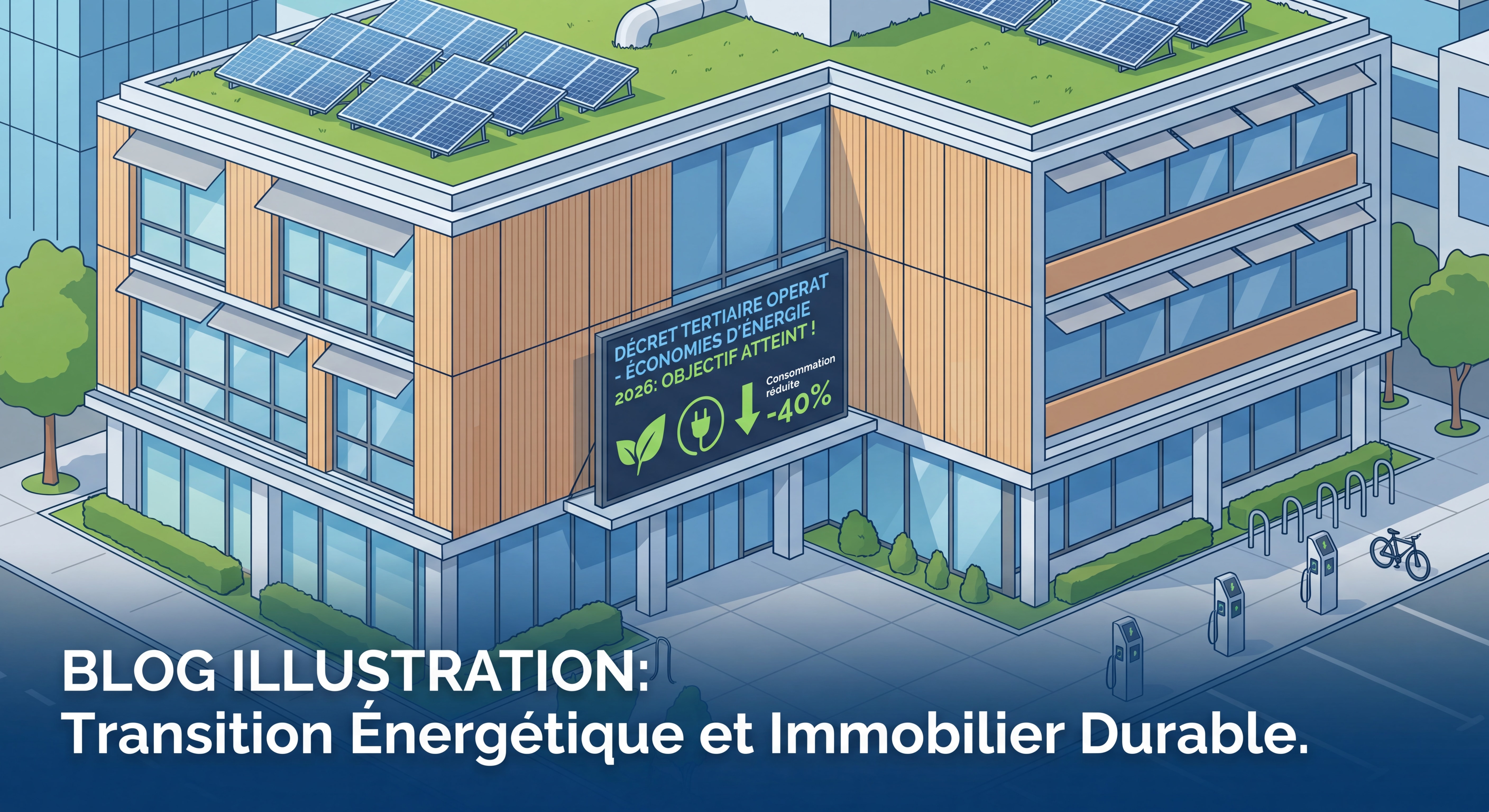 Immeuble de bureaux tertiaire rénové conforme décret tertiaire OPERAT économies énergie 2026