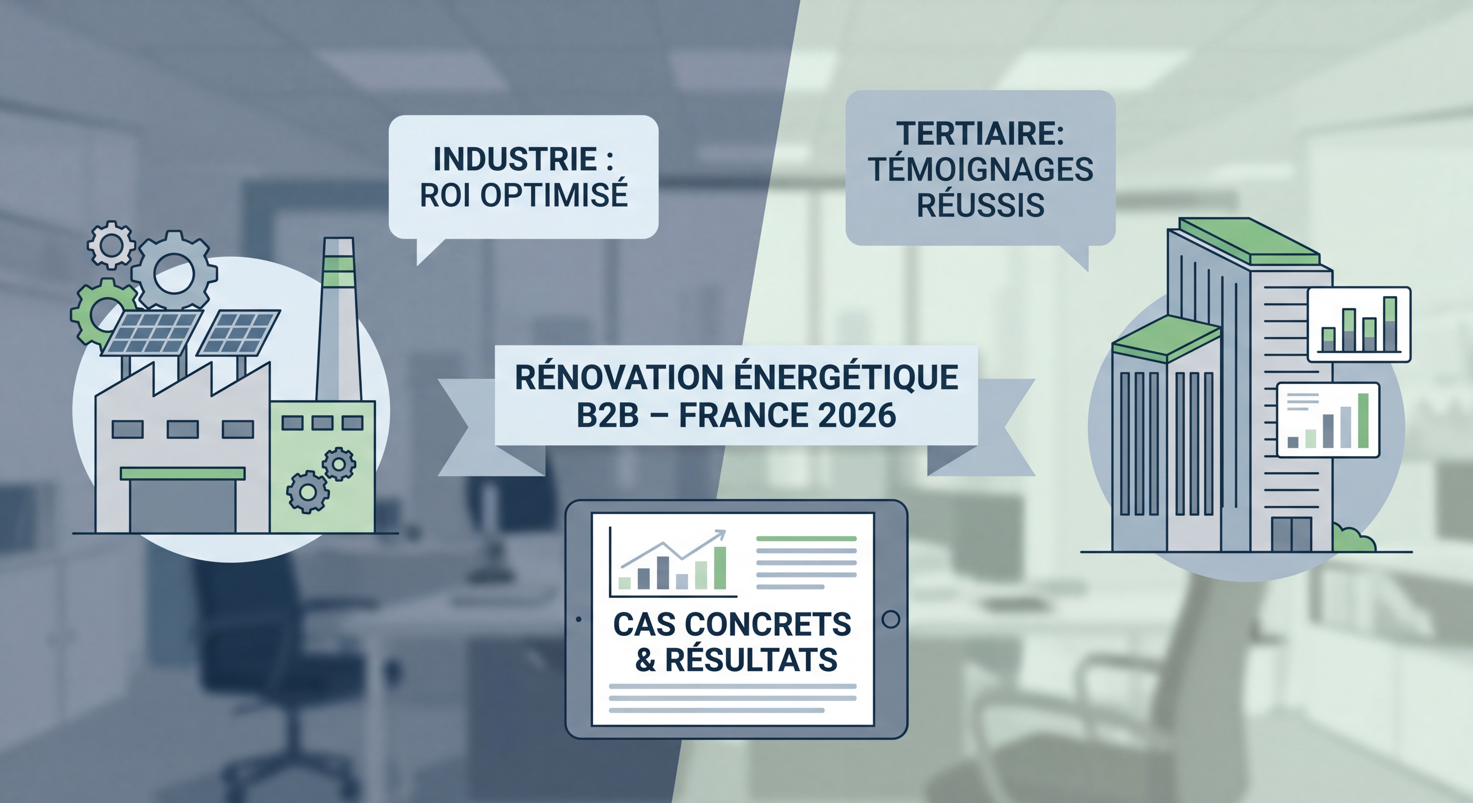 Rénovation énergétique entreprise B2B - cas concrets et témoignages ROI industrie tertiaire France 2026
