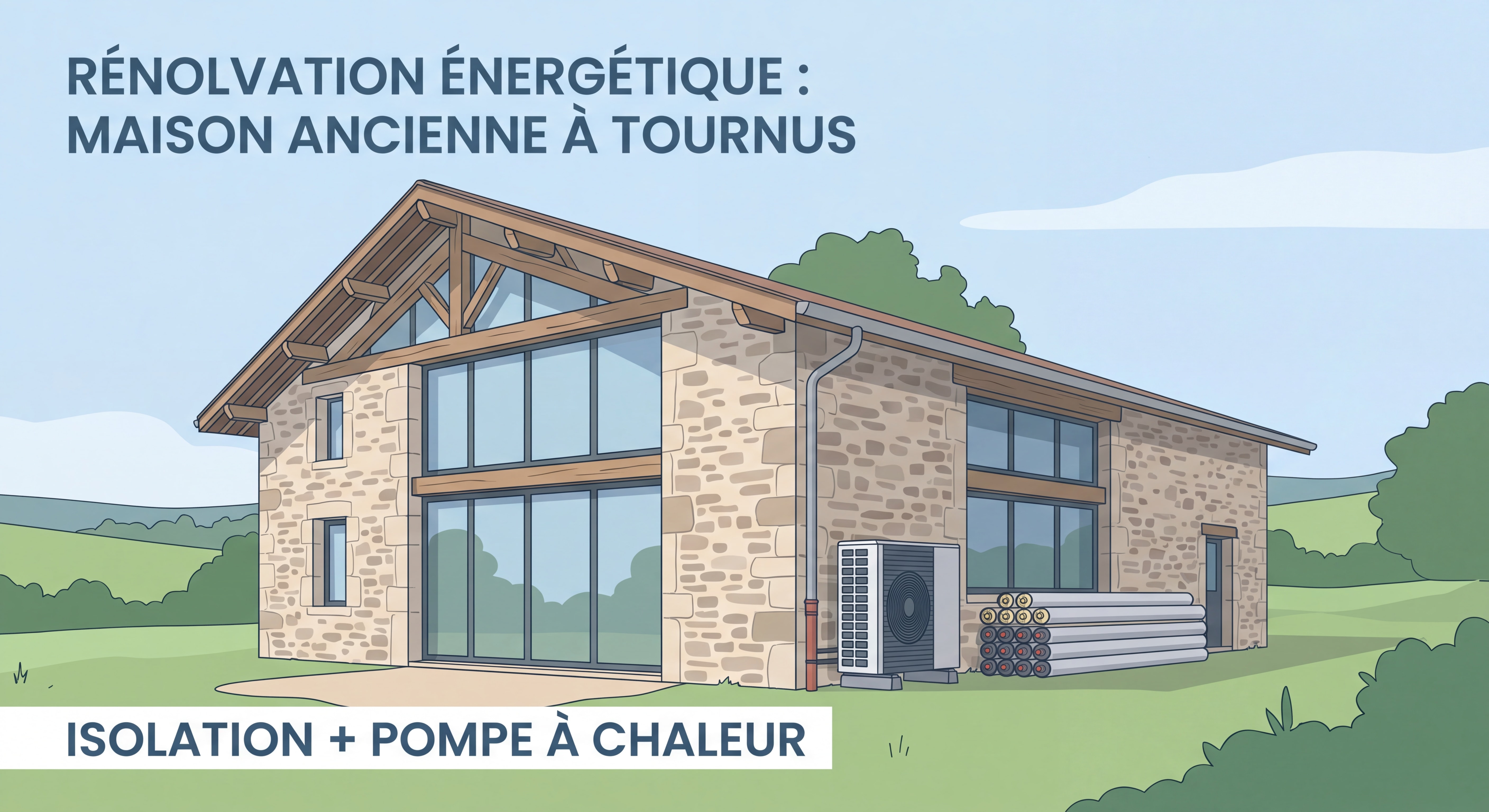Maison ancienne en pierre rénovée à Tournus en Saône-et-Loire avec isolation thermique et pompe à chaleur installée