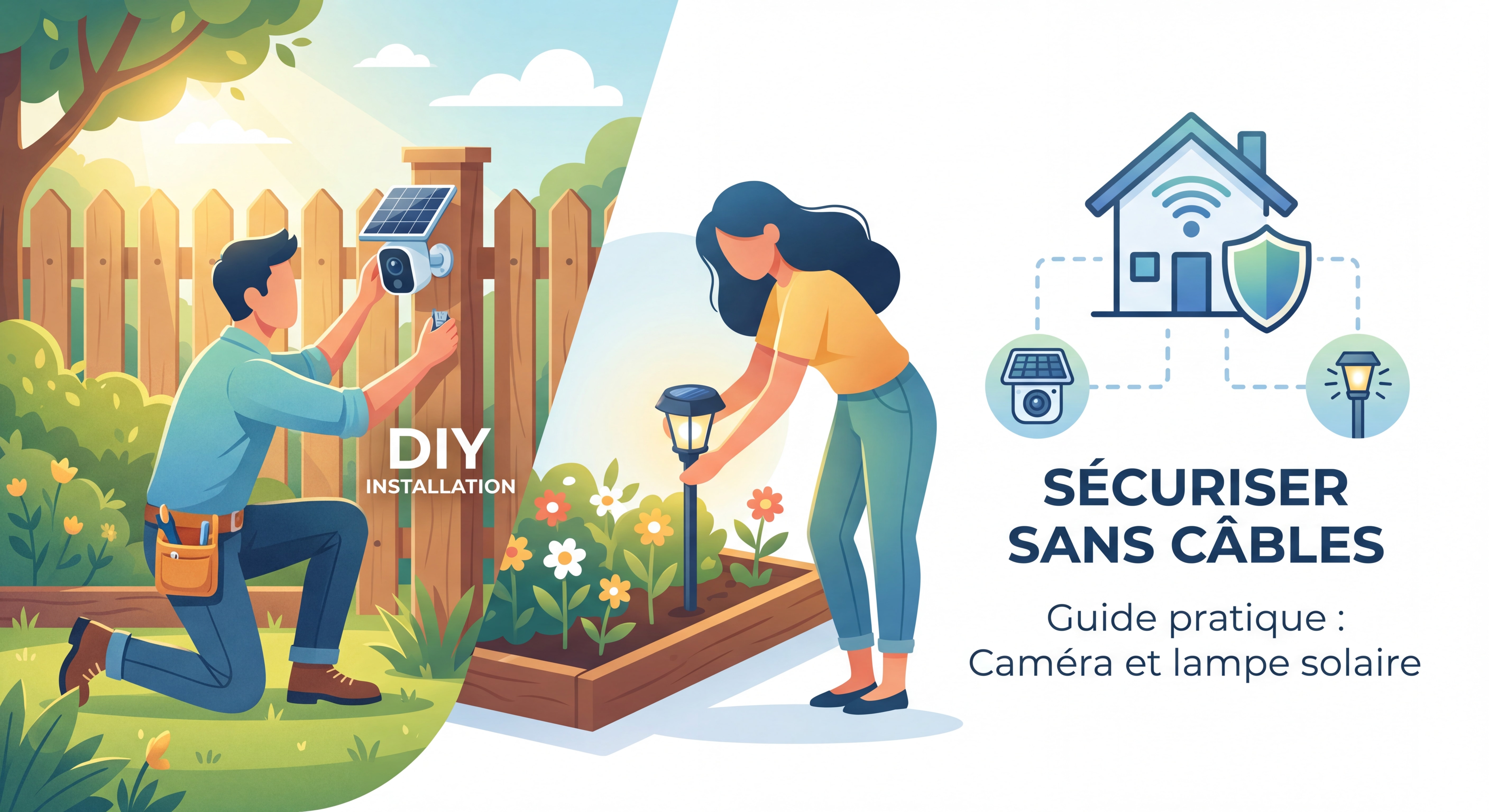 Guide installation caméra solaire et lampe solaire jardin - conseils pratiques pour sécuriser sa maison sans câbles ni électricien