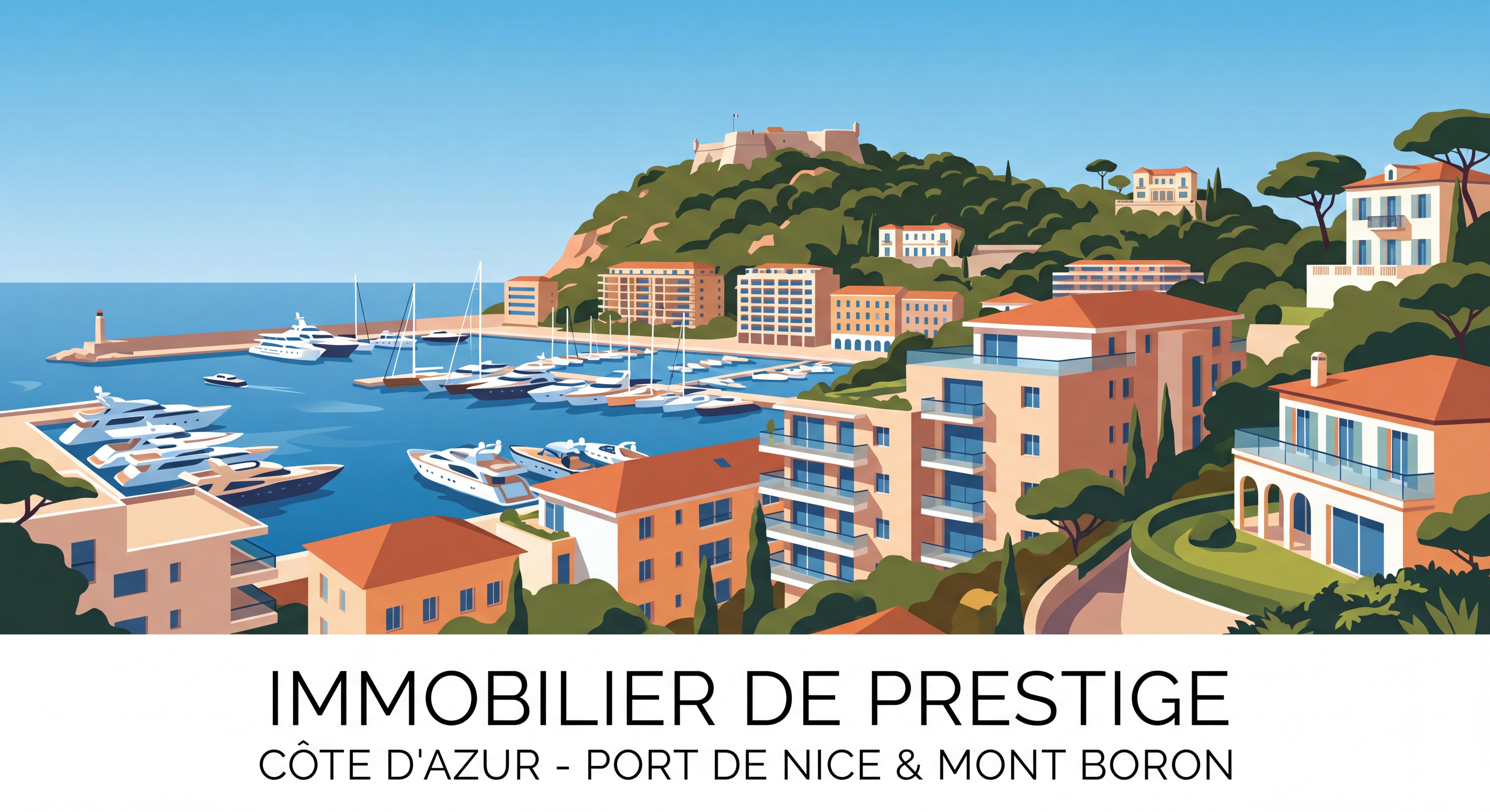 Vue panoramique du Port de Nice avec le Mont Boron en arrière-plan, immobilier de prestige Côte d'Azur