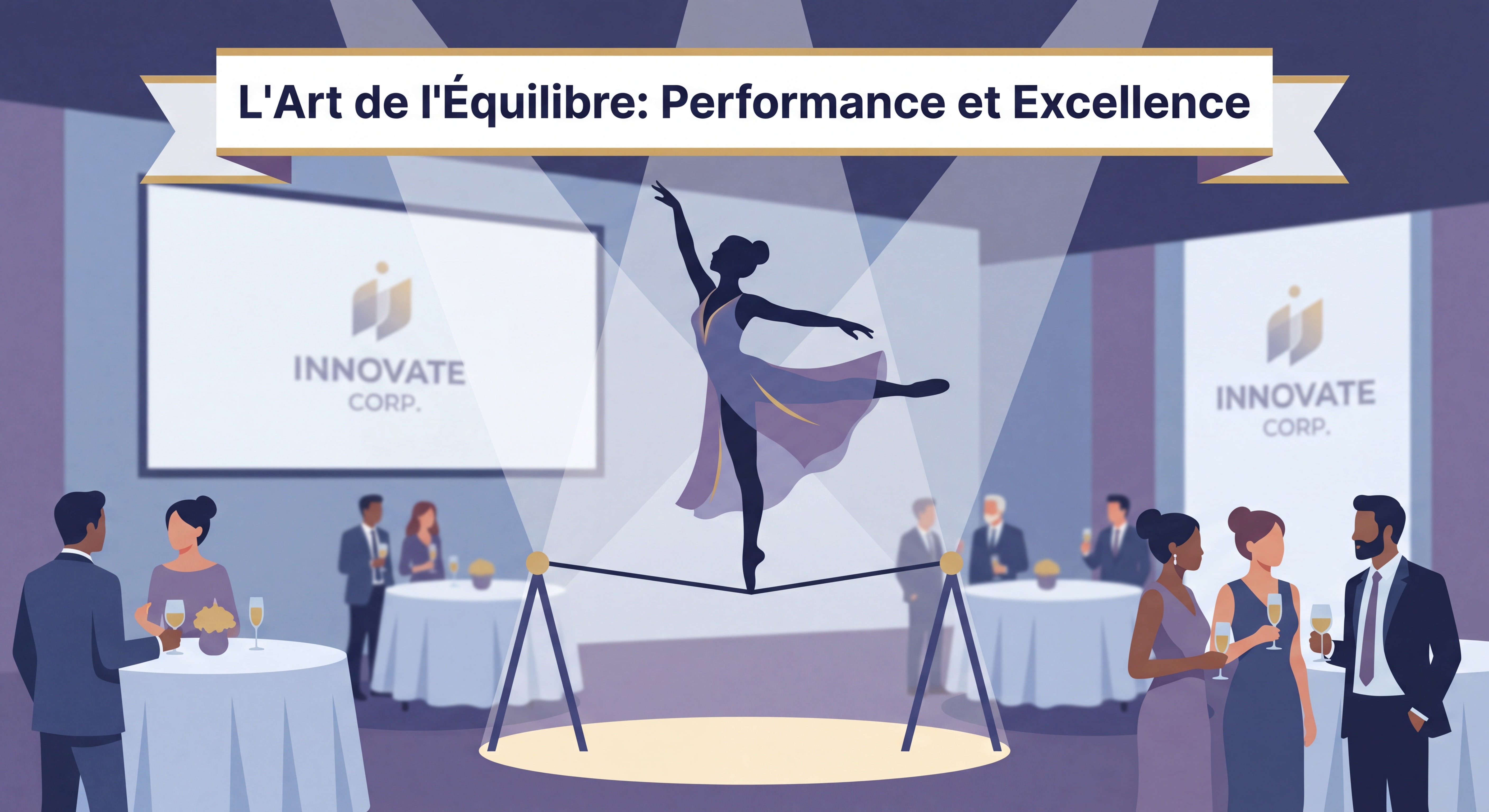 Artiste acrobate en équilibre lors d'un spectacle de soirée événementielle haut de gamme pour entreprise