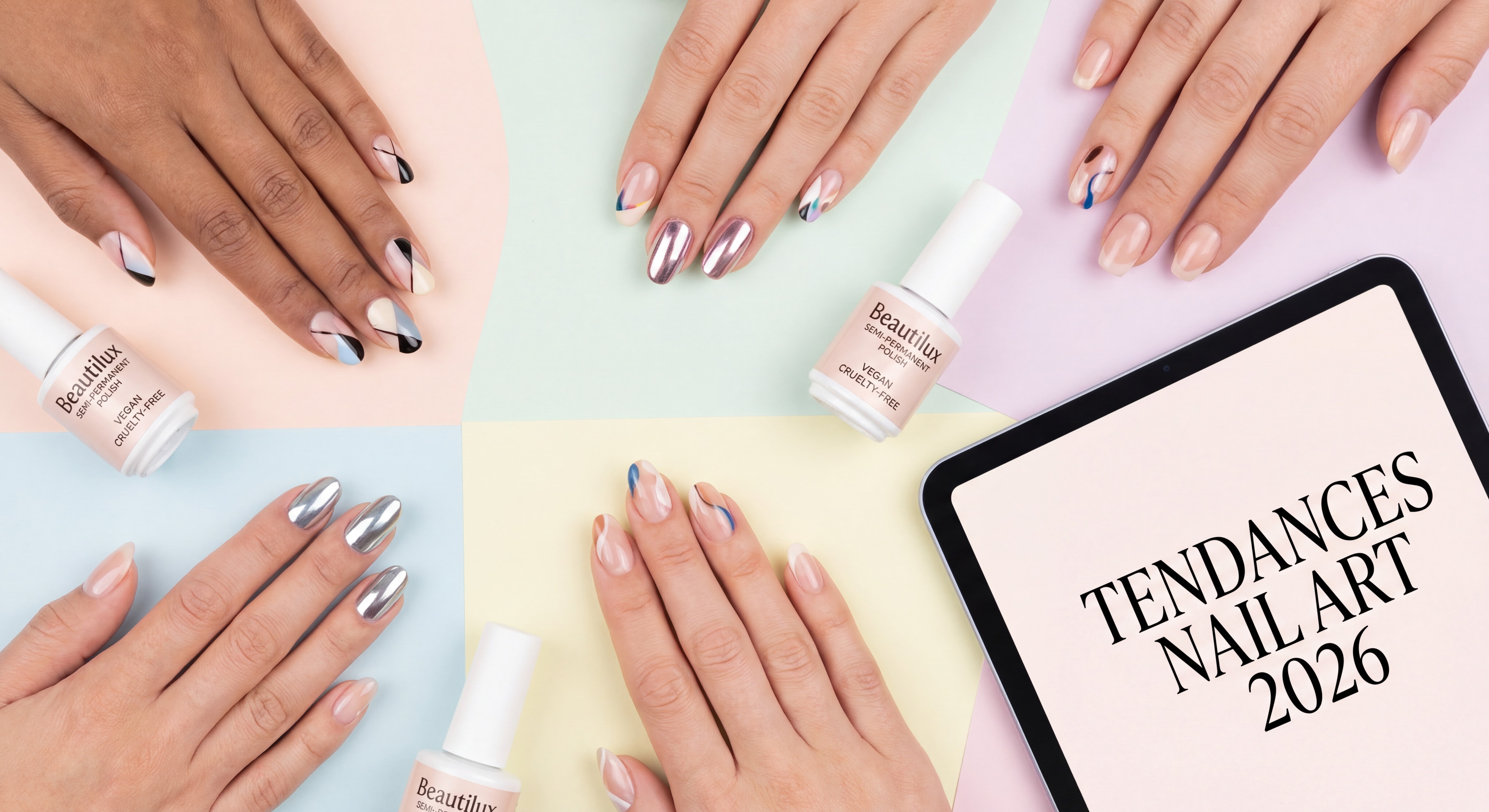 Tendances nail art 2026 - collection de designs ongles modernes avec vernis semi-permanent Beautilux vegan cruelty-free