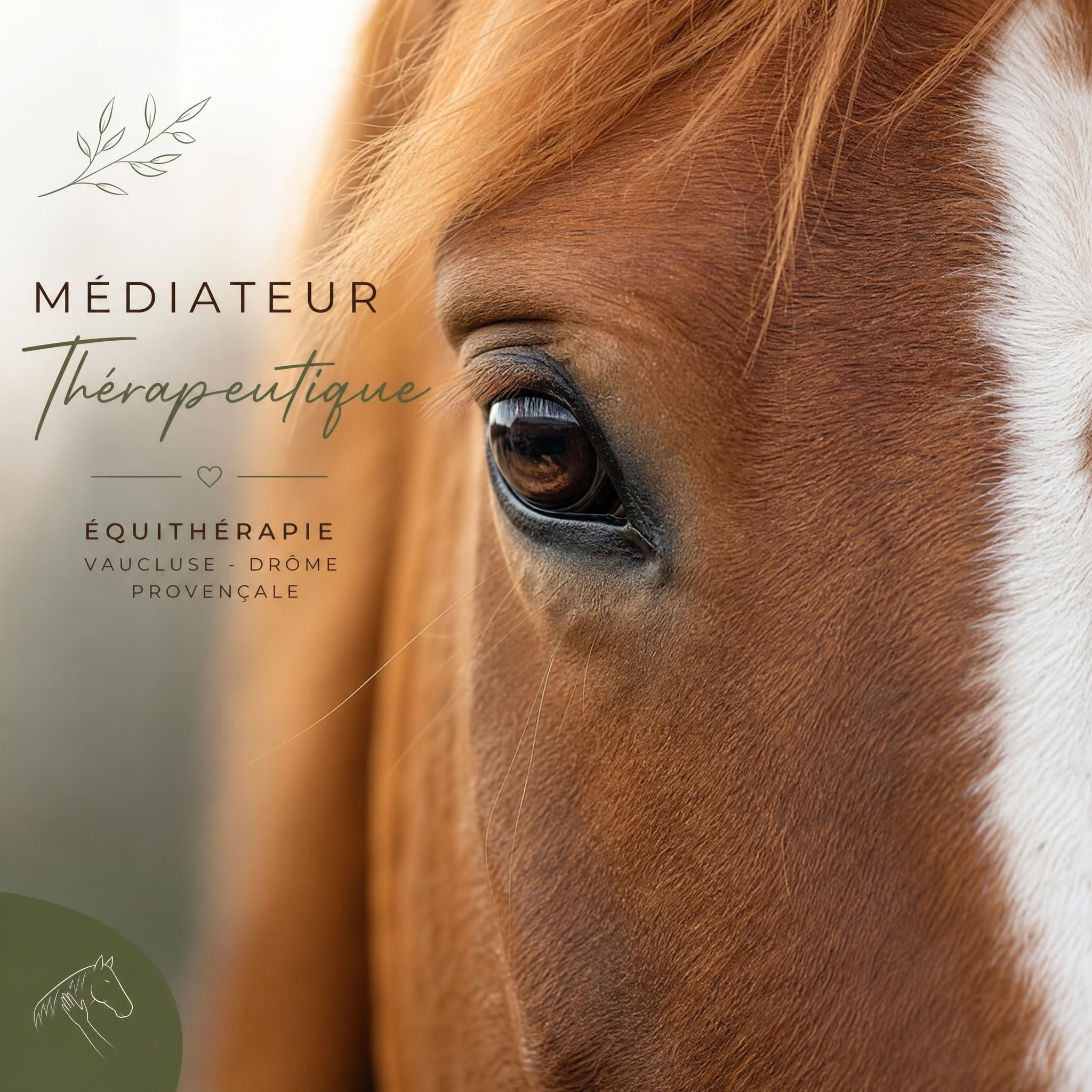 Gros plan sur le regard doux et expressif d'un cheval — médiateur thérapeutique en équithérapie Vaucluse Drôme provençale